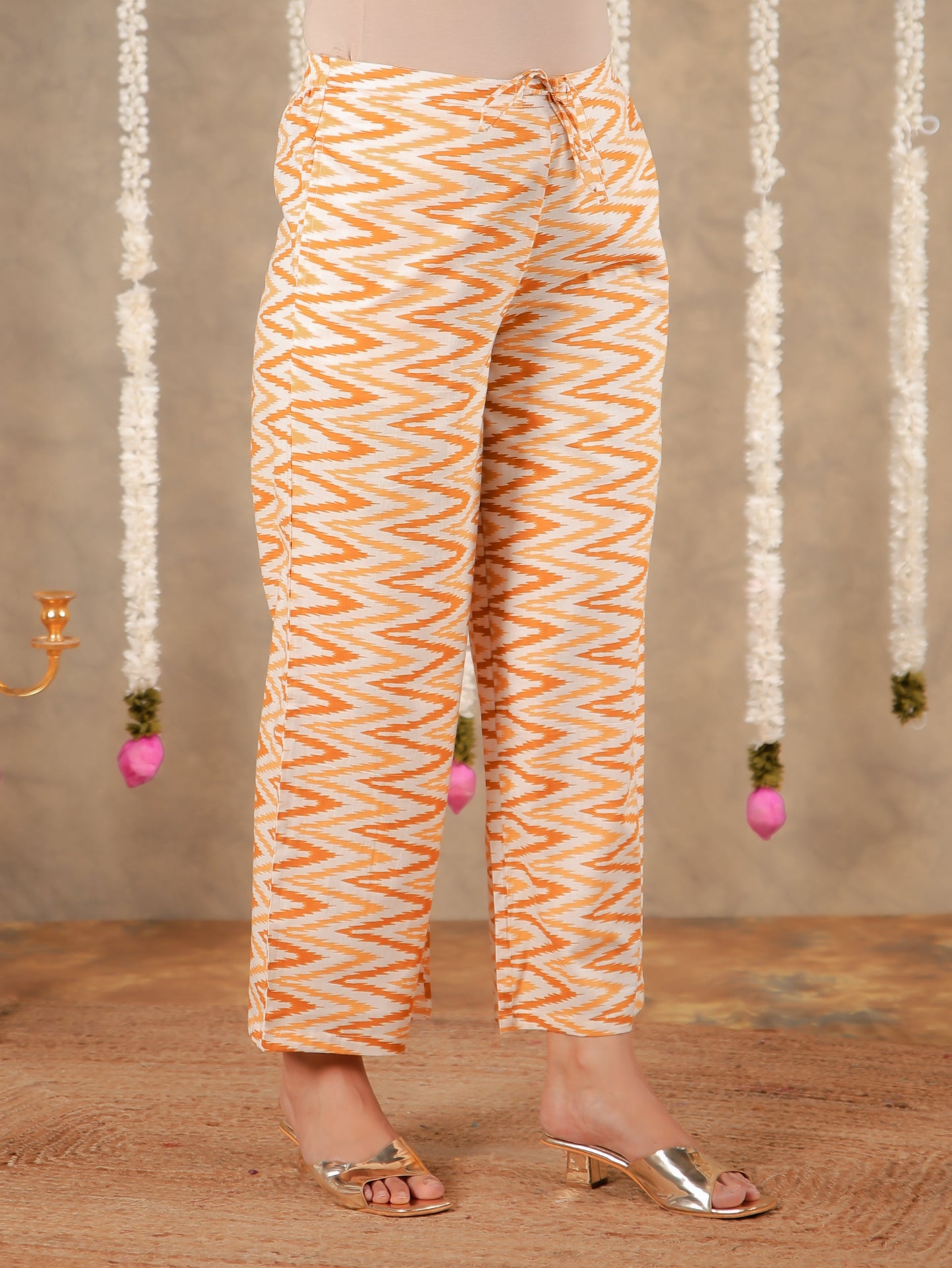 Soft Cotton Chevron Cream Palazzo