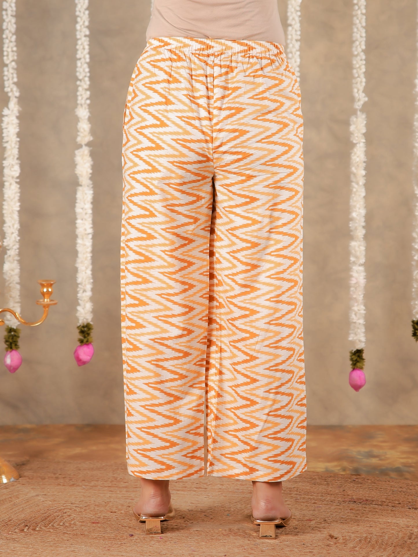 Soft Cotton Chevron Cream Palazzo