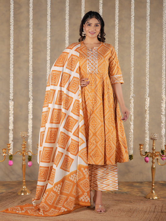 Voile Cotton Bandhani Cream Dupatta