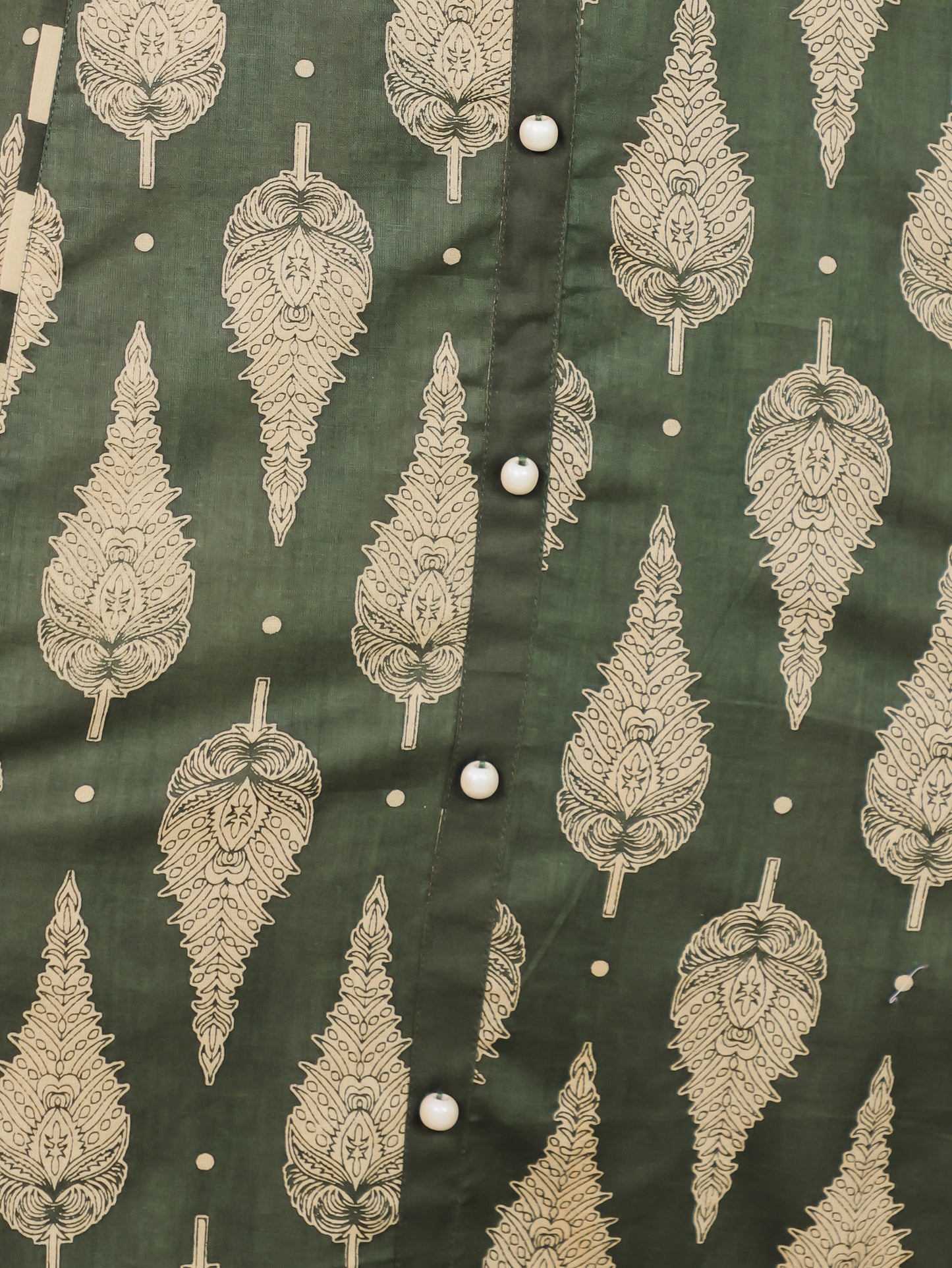Soft Cotton Floral A-line Green Kurta