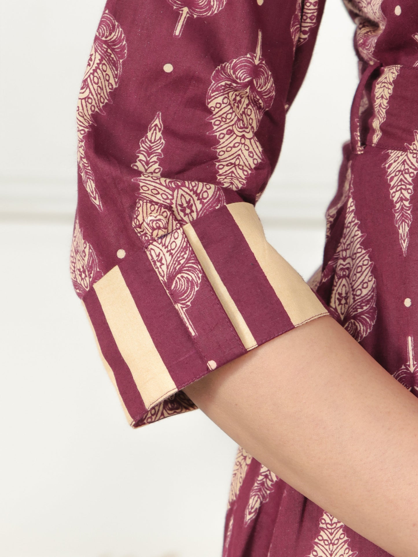 Soft Cotton Foliage Flared Purple Dress