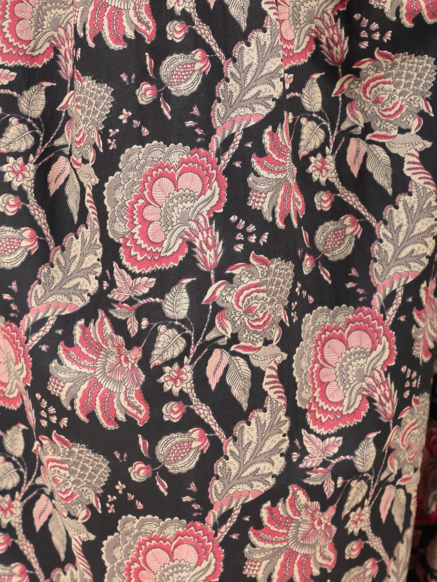 Soft Cotton Floral Panelled Black Kurta