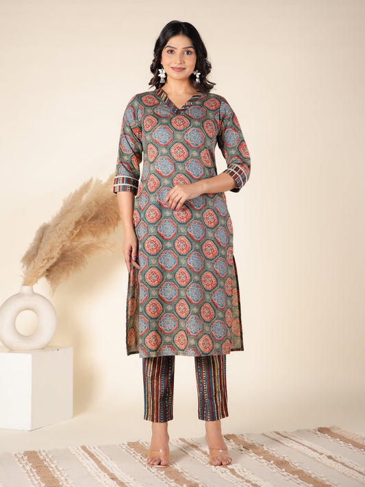 Soft Cotton Geometric Kurta