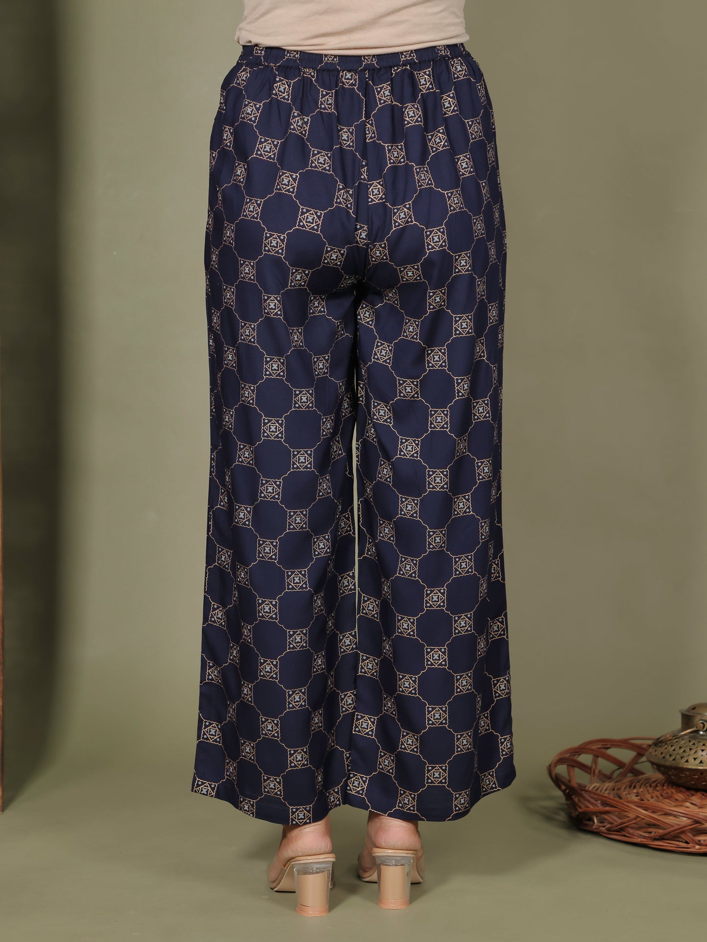 Embroidered Viscose Geometric Anarkali Blue Kurta