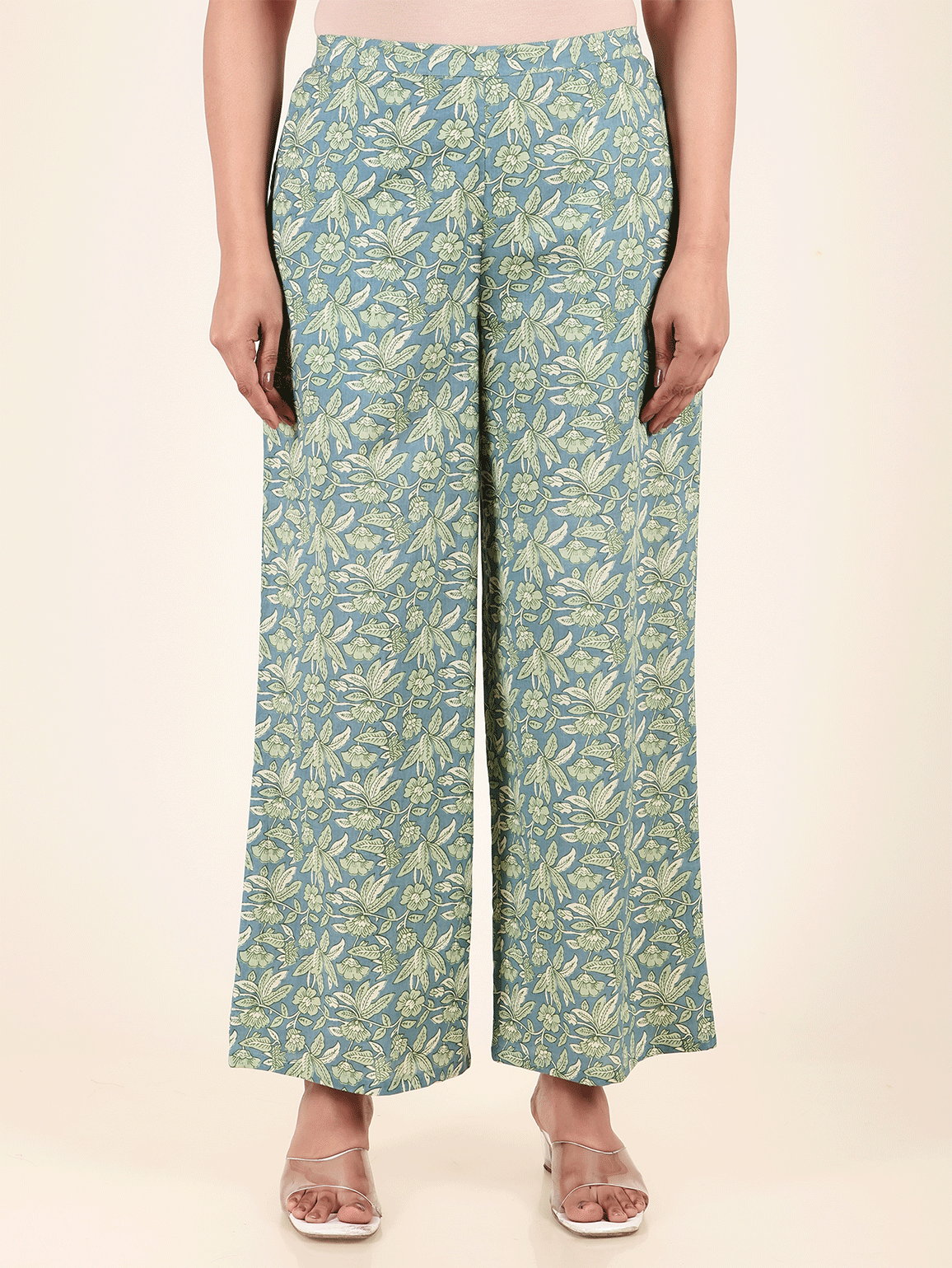 Soft Cotton Floral Straight Blue Kurta
