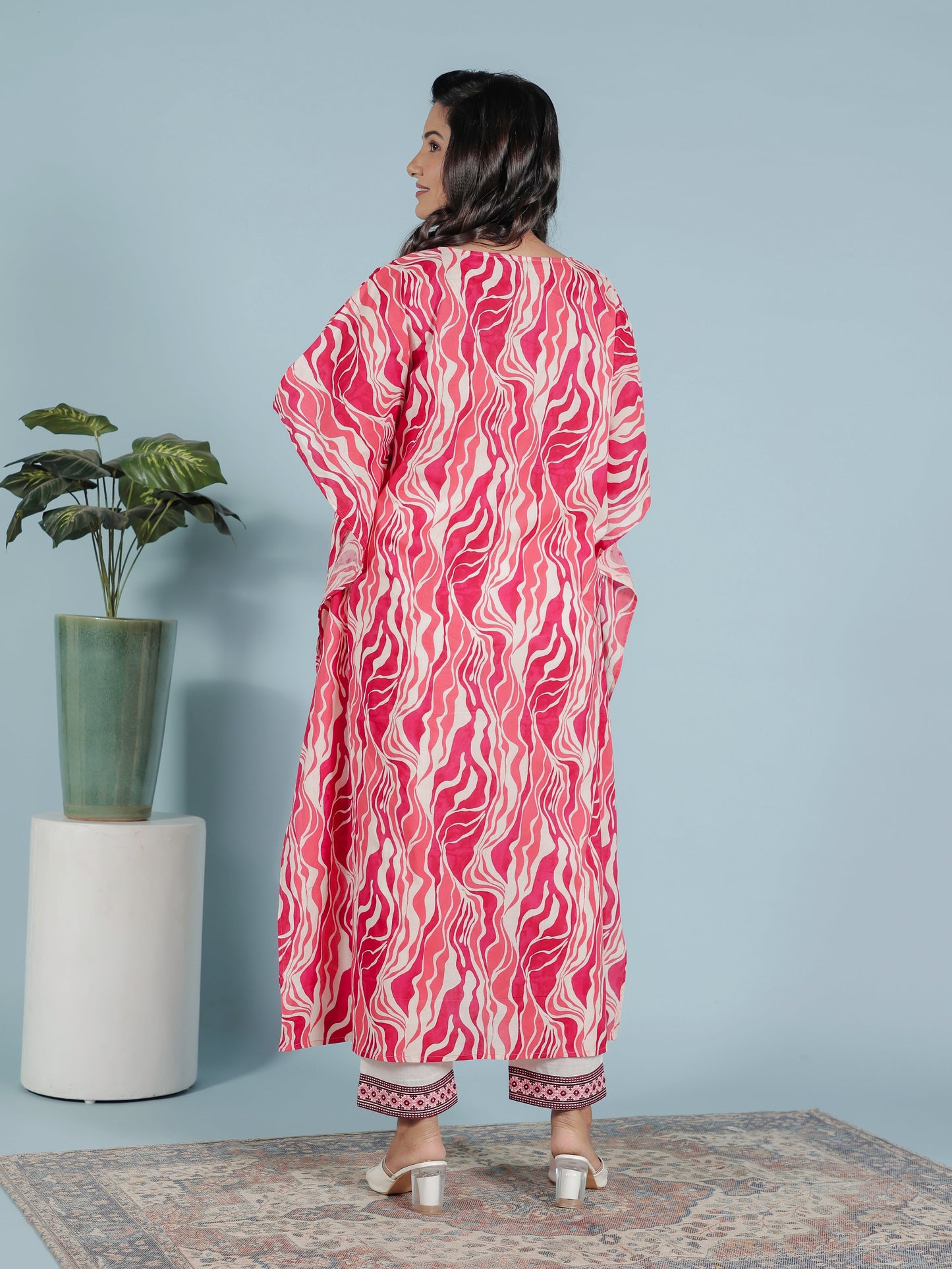 Embroidered Soft Cotton Abstract Kaftan Multicolor Kurta