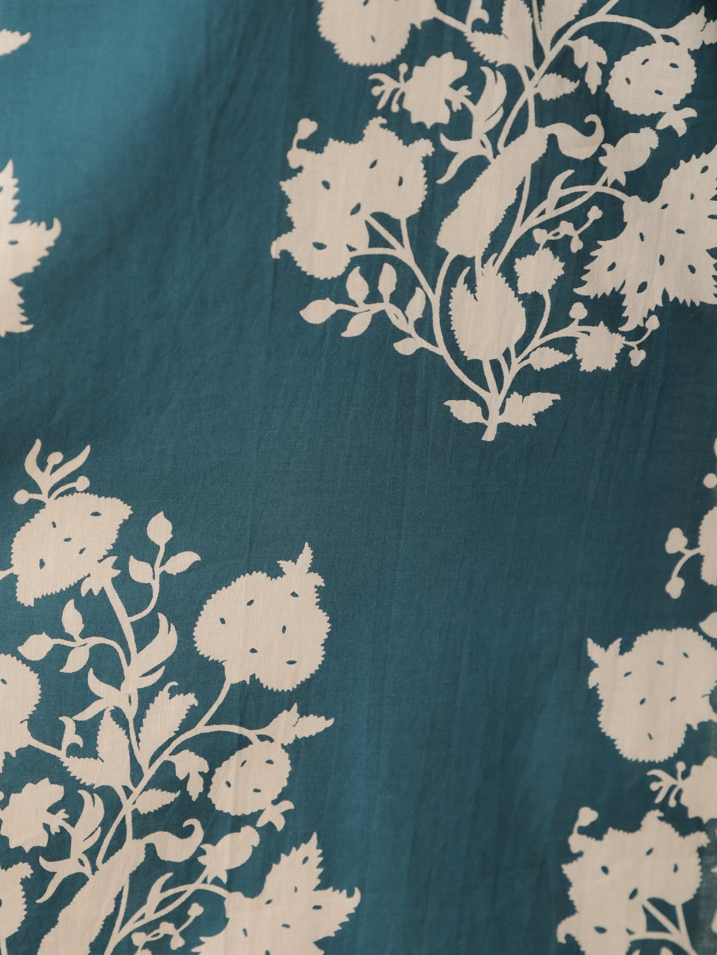 Soft Cotton Floral Straight Blue Kurta