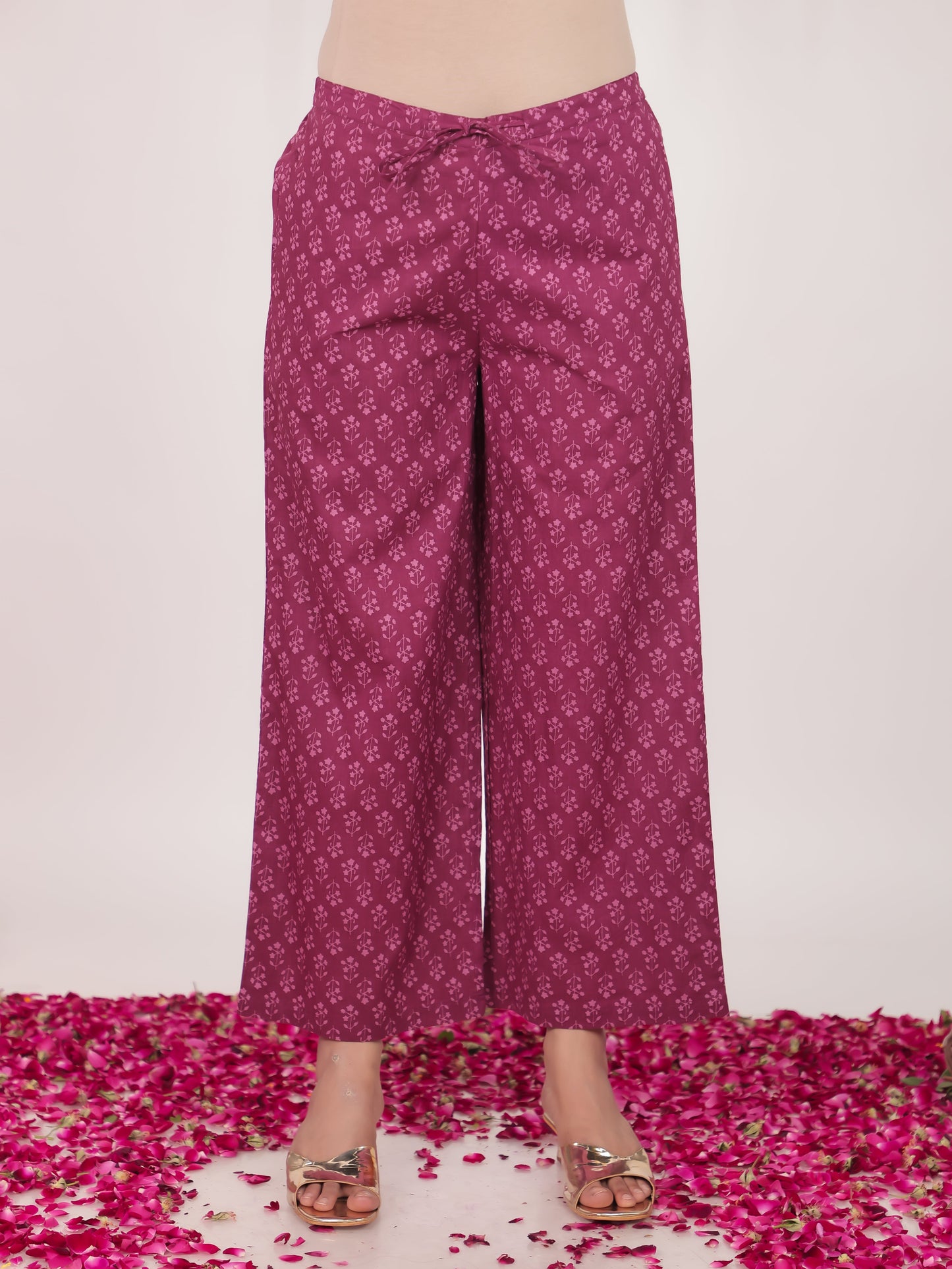Soft Cotton Floral Purple Palazzo