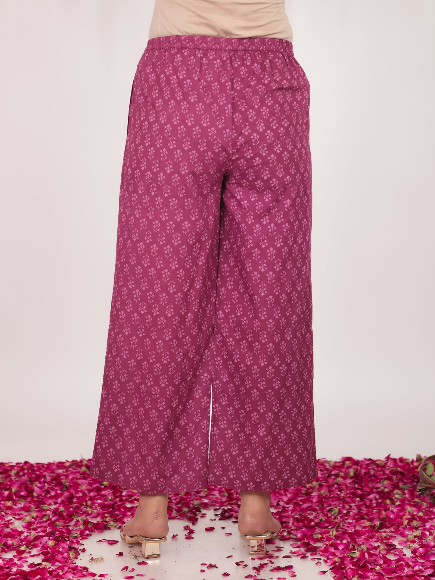 Soft Cotton Floral Purple Palazzo