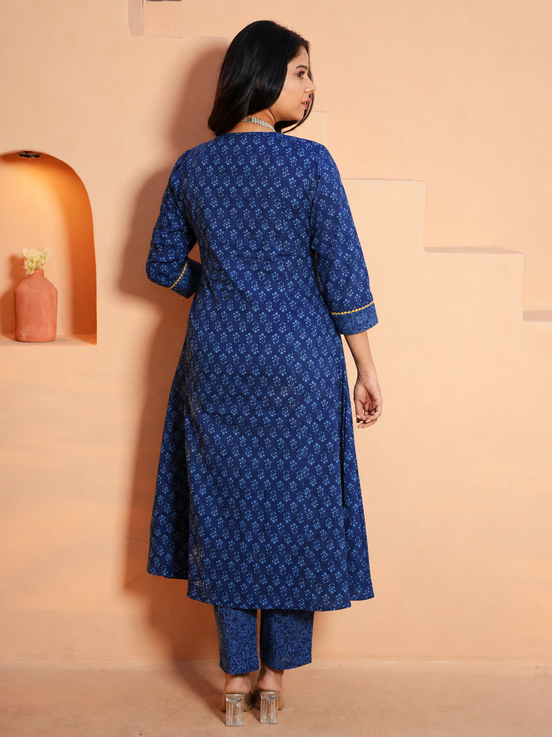Embroidered Soft Cotton Butti Panelled Blue
