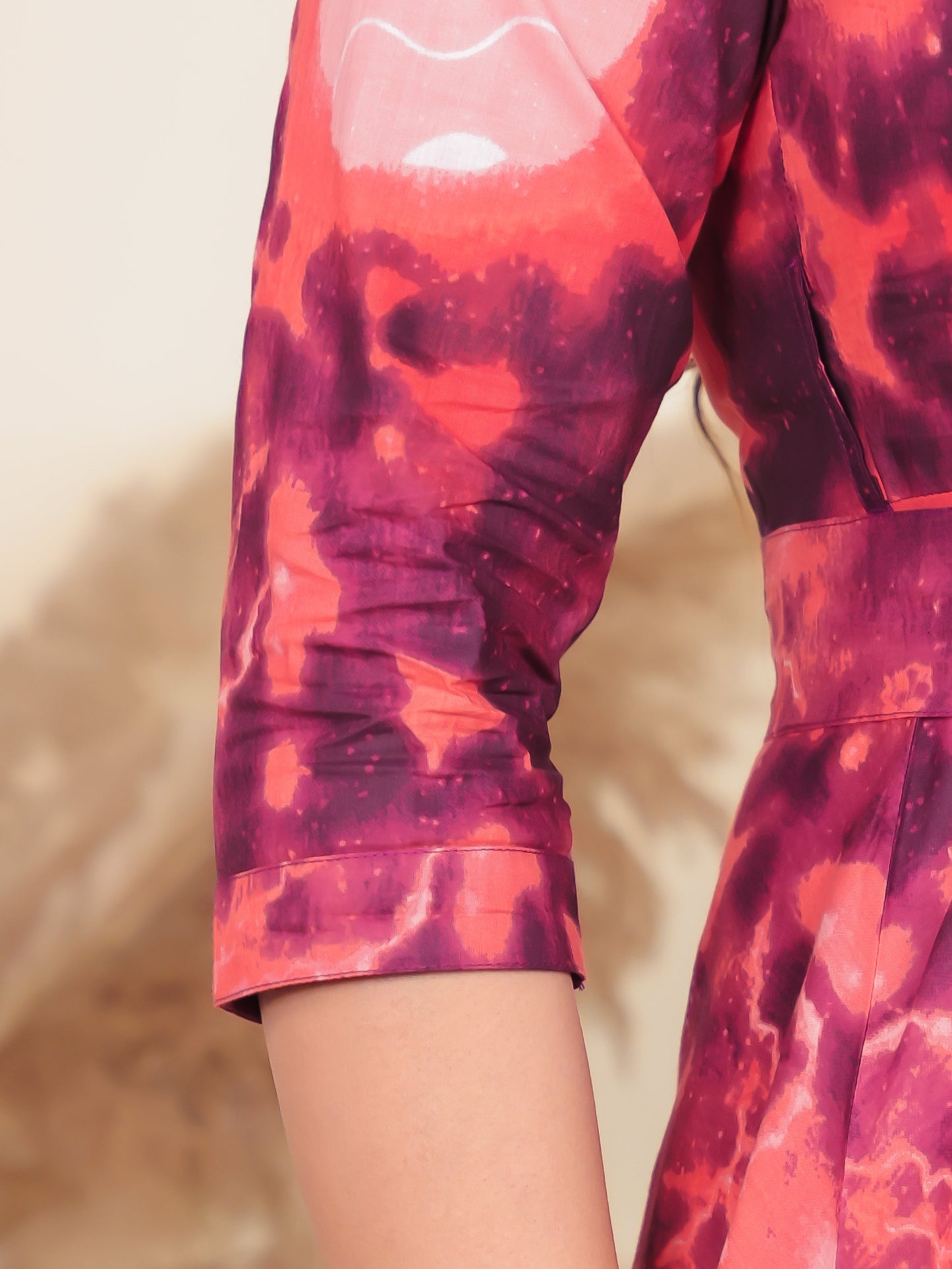 Soft Cotton Abstract Flared Orange Dress