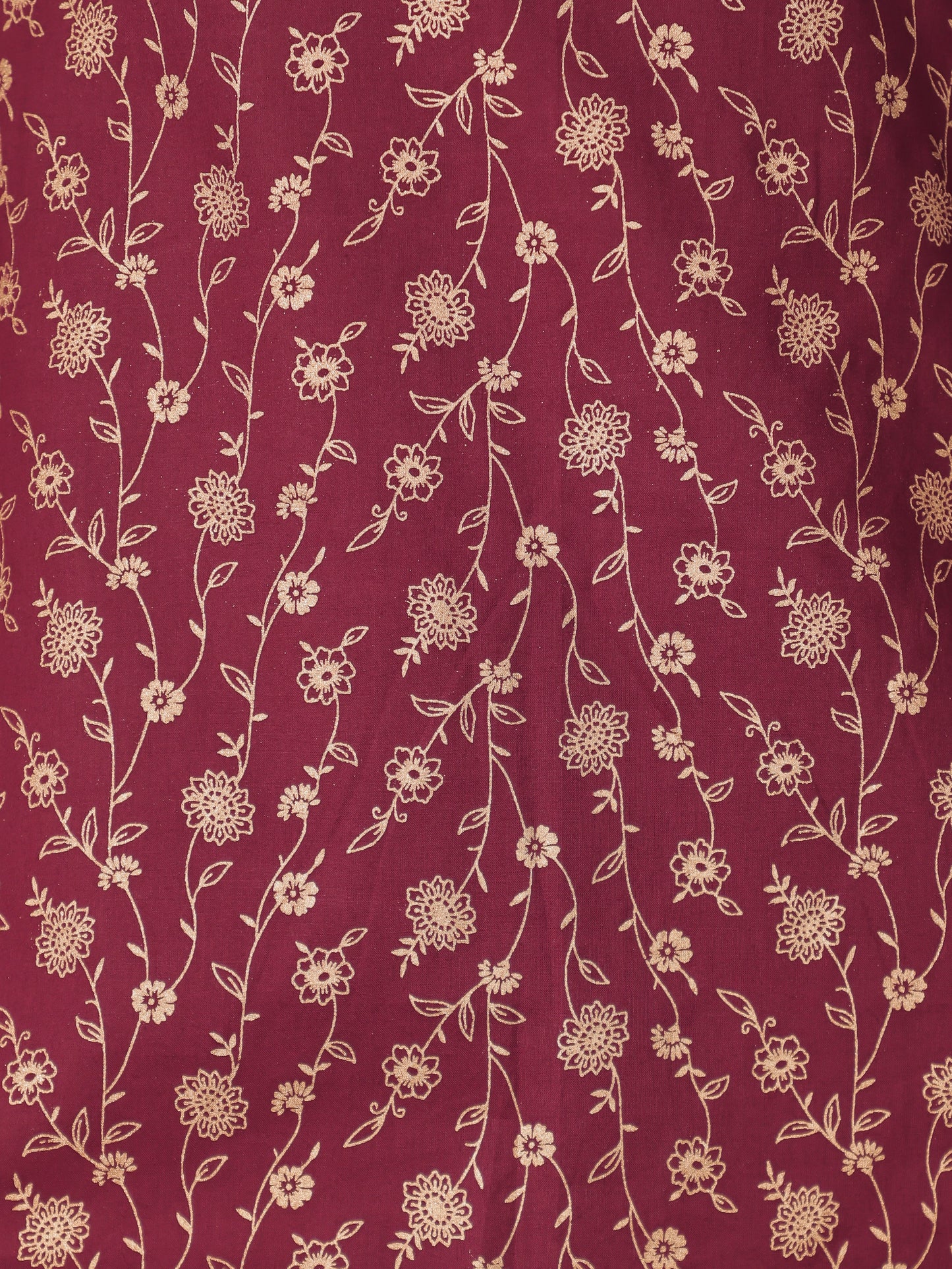 Soft Cotton Floral Straight Maroon Kurti