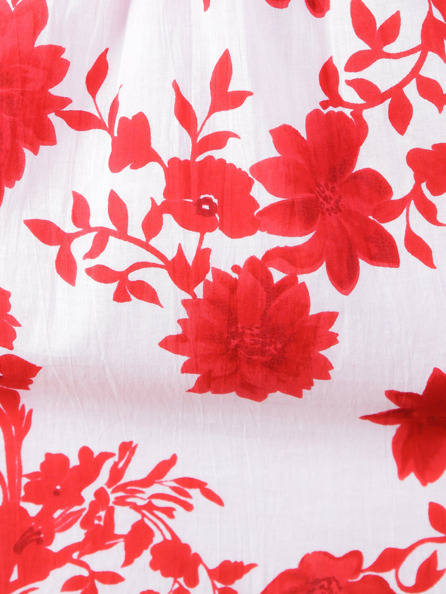 Soft Cotton Floral Flared Red Kurta