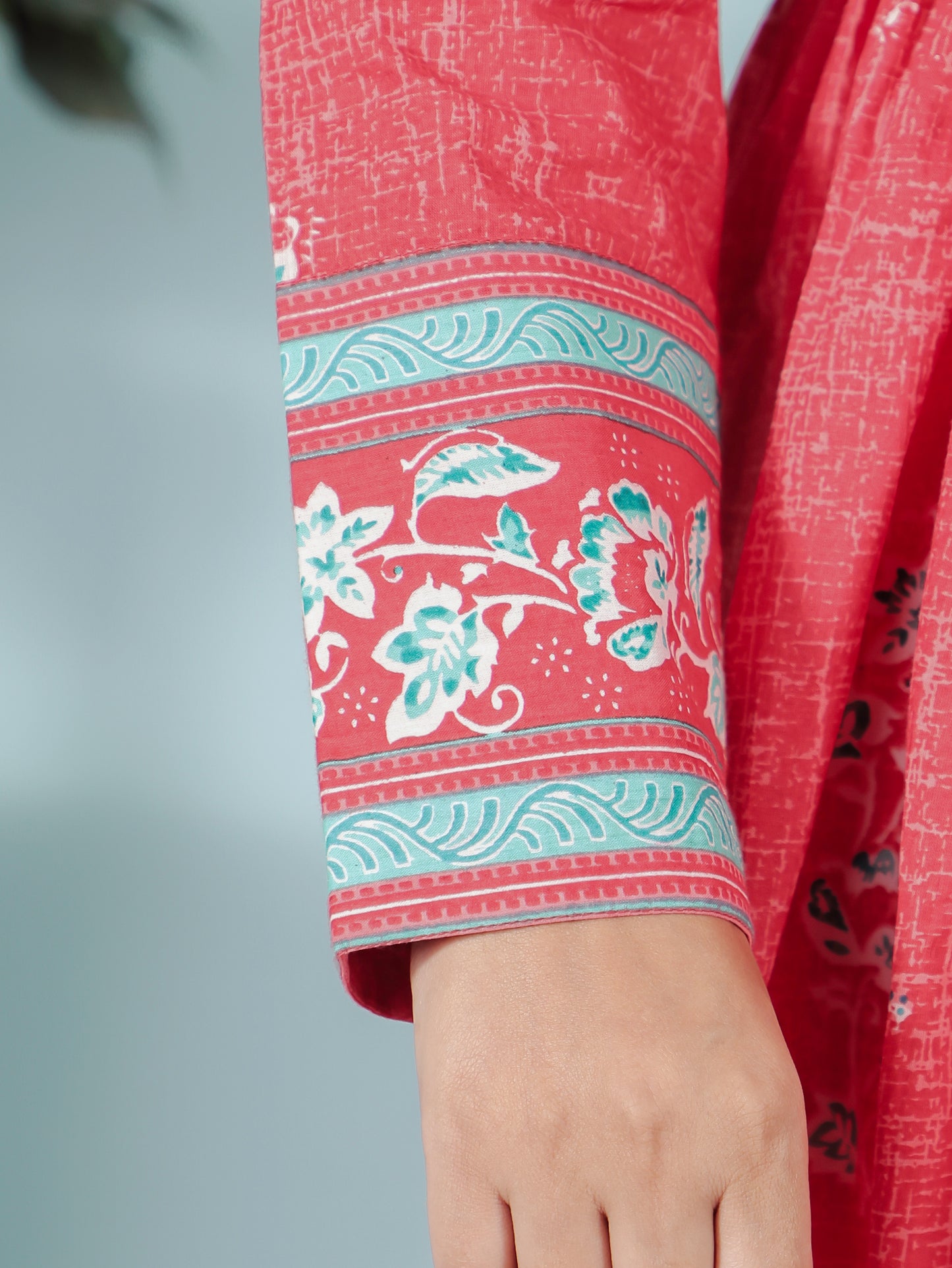 Soft Cotton Floral Anarkali Red Kurta