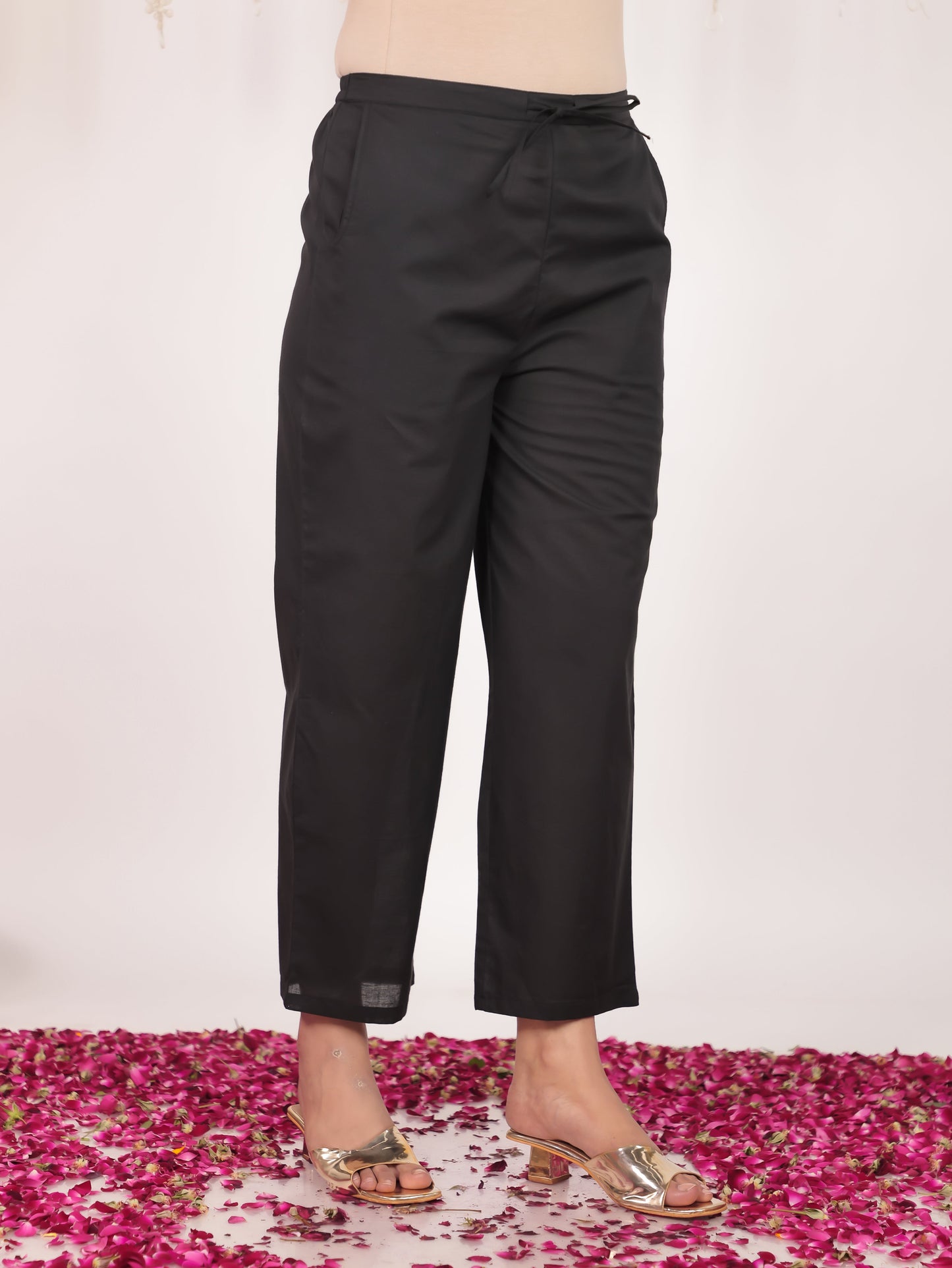 Soft Cotton Floral Anarkali Black Kurta