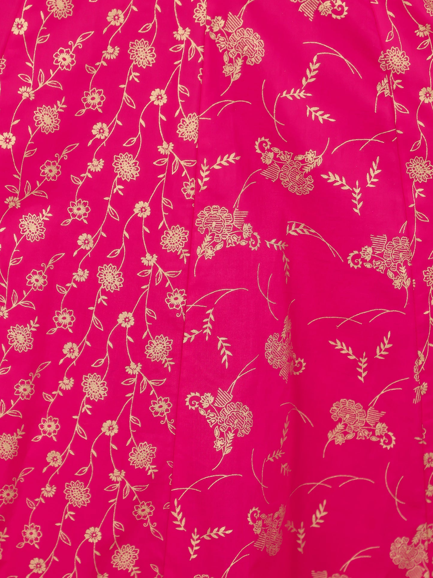 Embroidered Rayon Gold foil Flared Pink Kurta