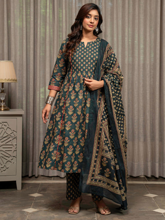 Cotton Voile Abstract Green Dupatta
