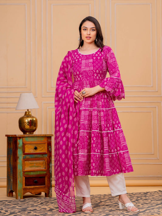 Cotton Voile Butti Pink Dupatta