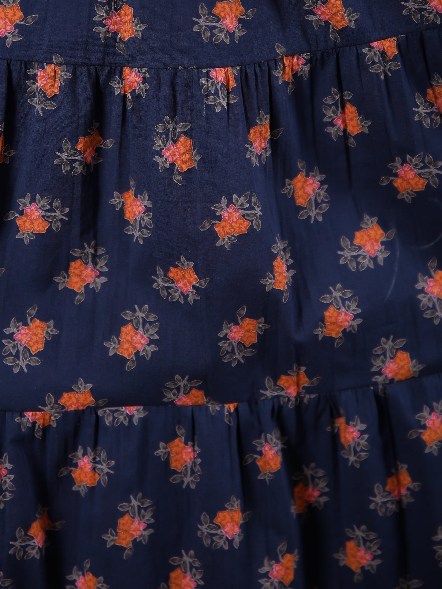 Embroidered Soft Cotton Floral Anarkali Navy Blue Kurta