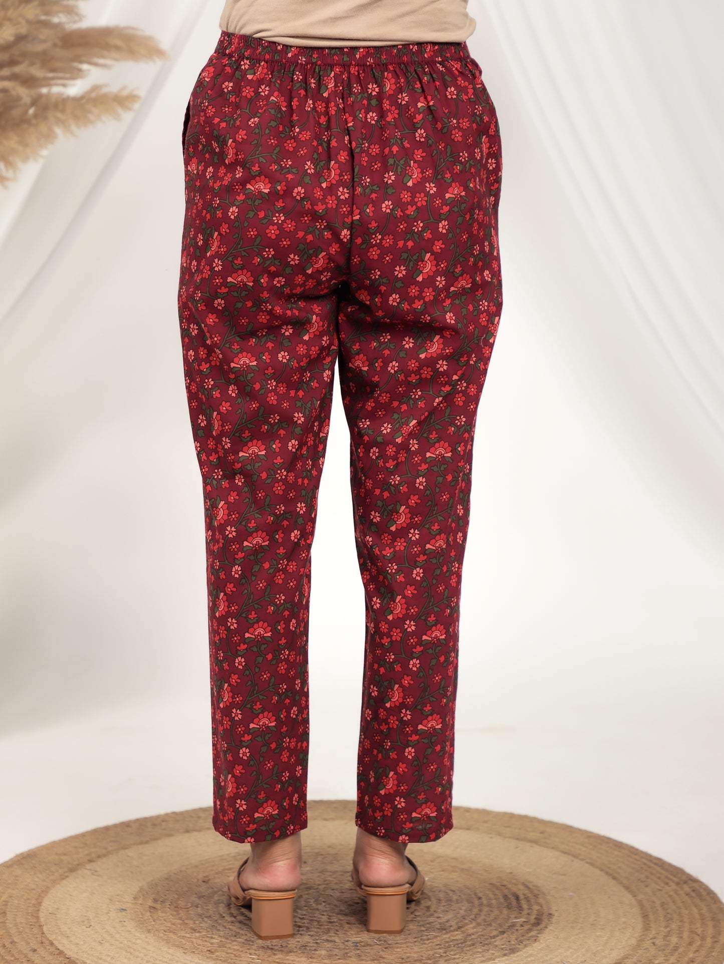 Embroidered Soft Cotton Floral A-line Red Kurta
