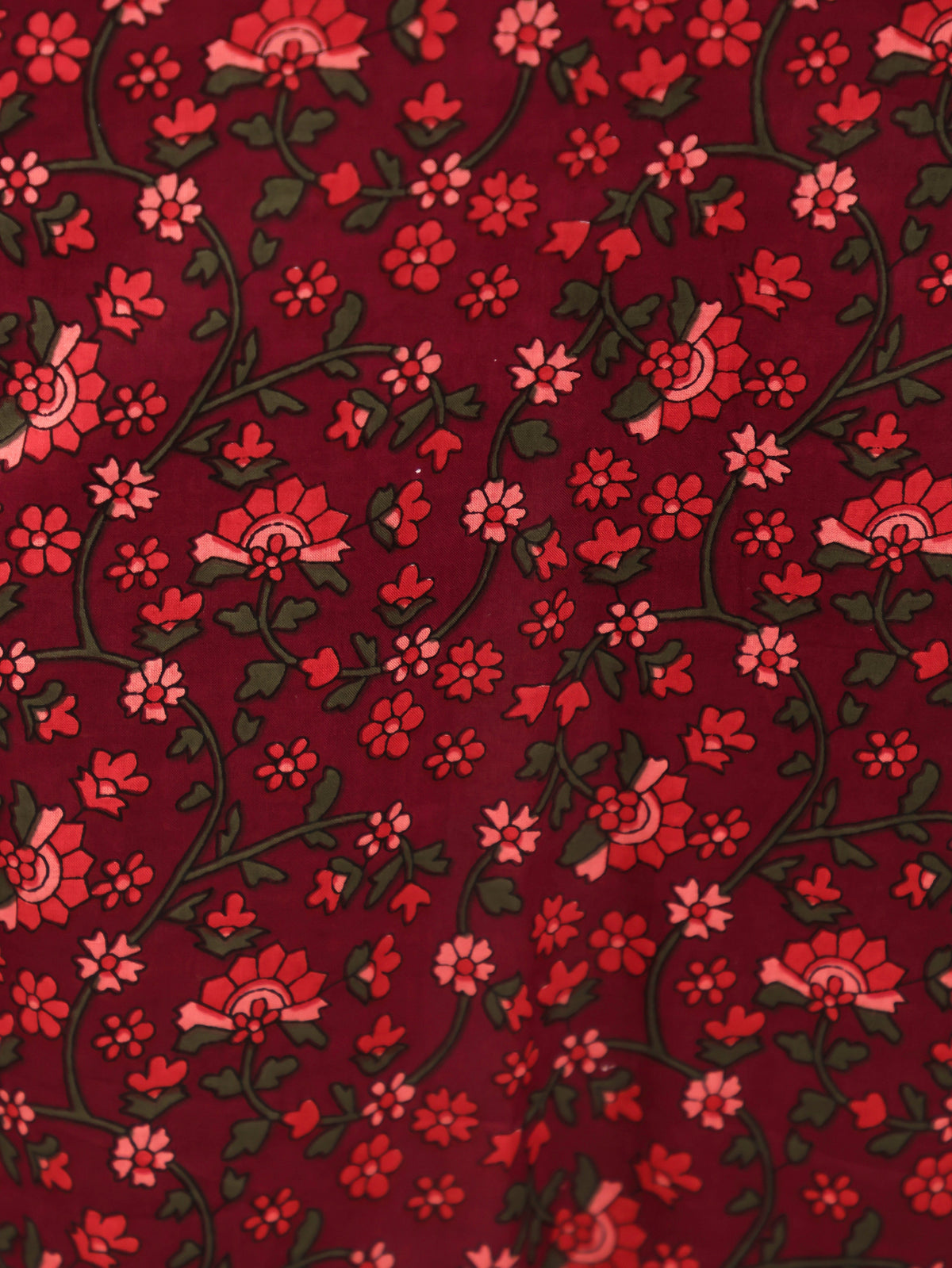 Embroidered Soft Cotton Floral A-line Maroon Kurta