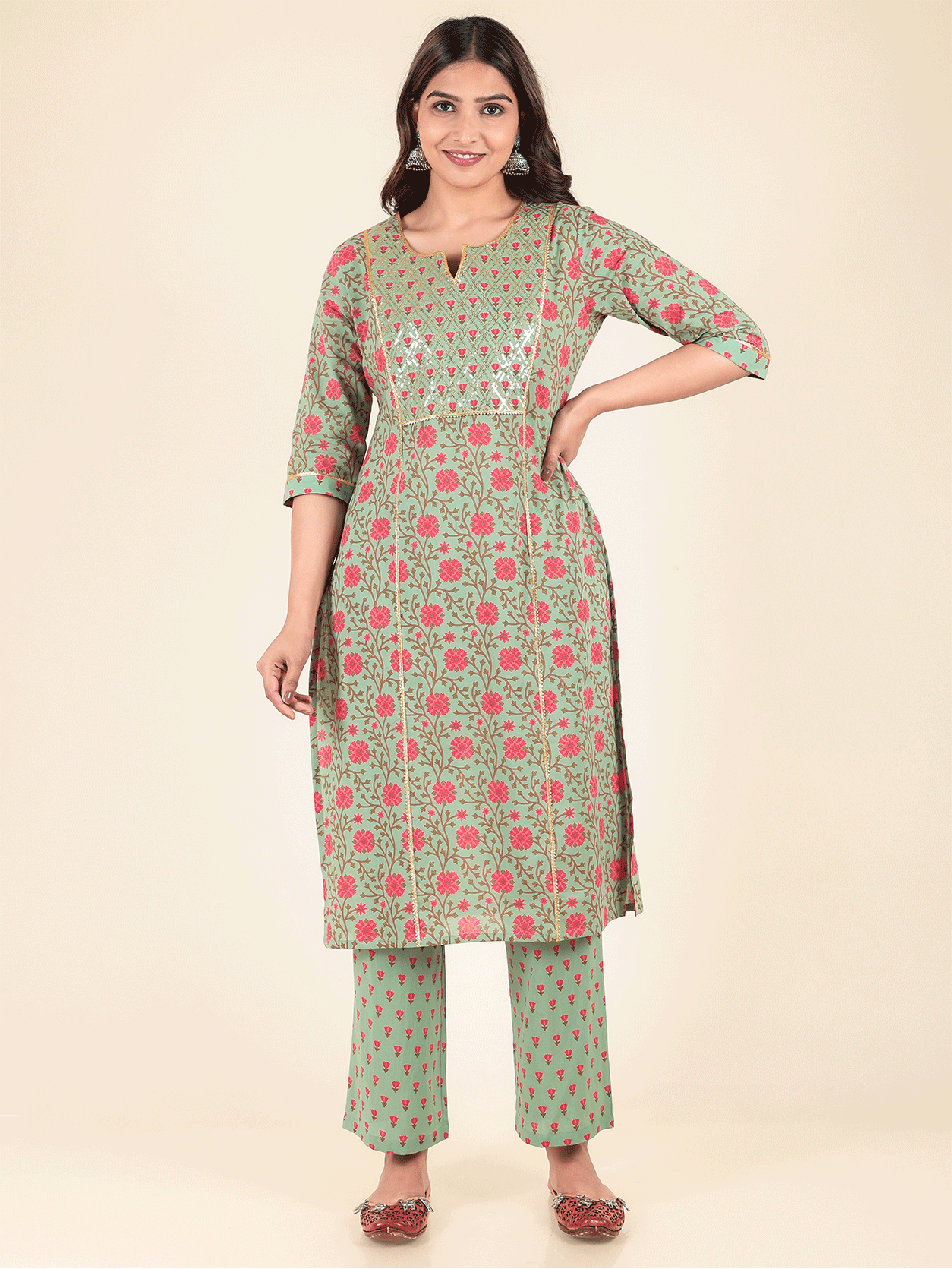 Soft Cotton Floral Kurta