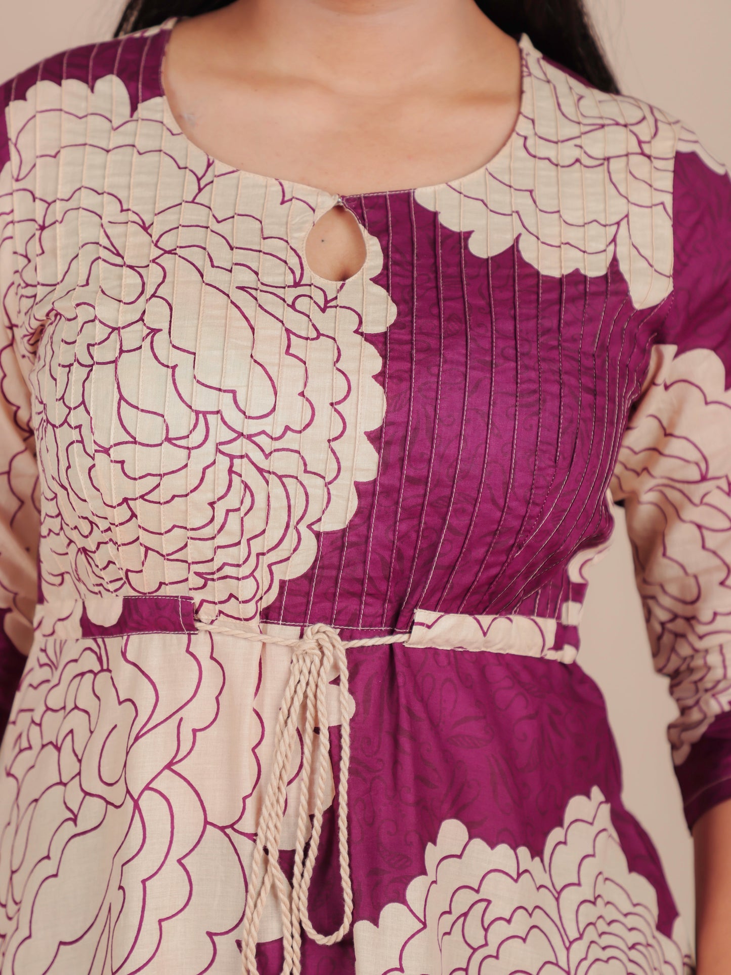 Soft Cotton Floral Tiered Purple Dress