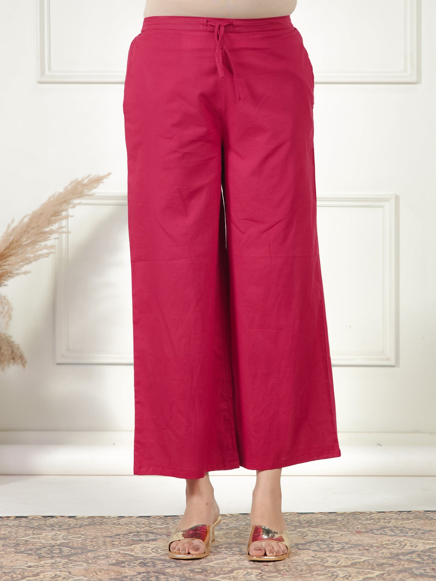 Soft Cotton Solid Maroon Palazzo