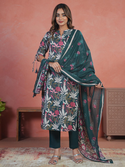 Cotton Voile Butta Green Dupatta