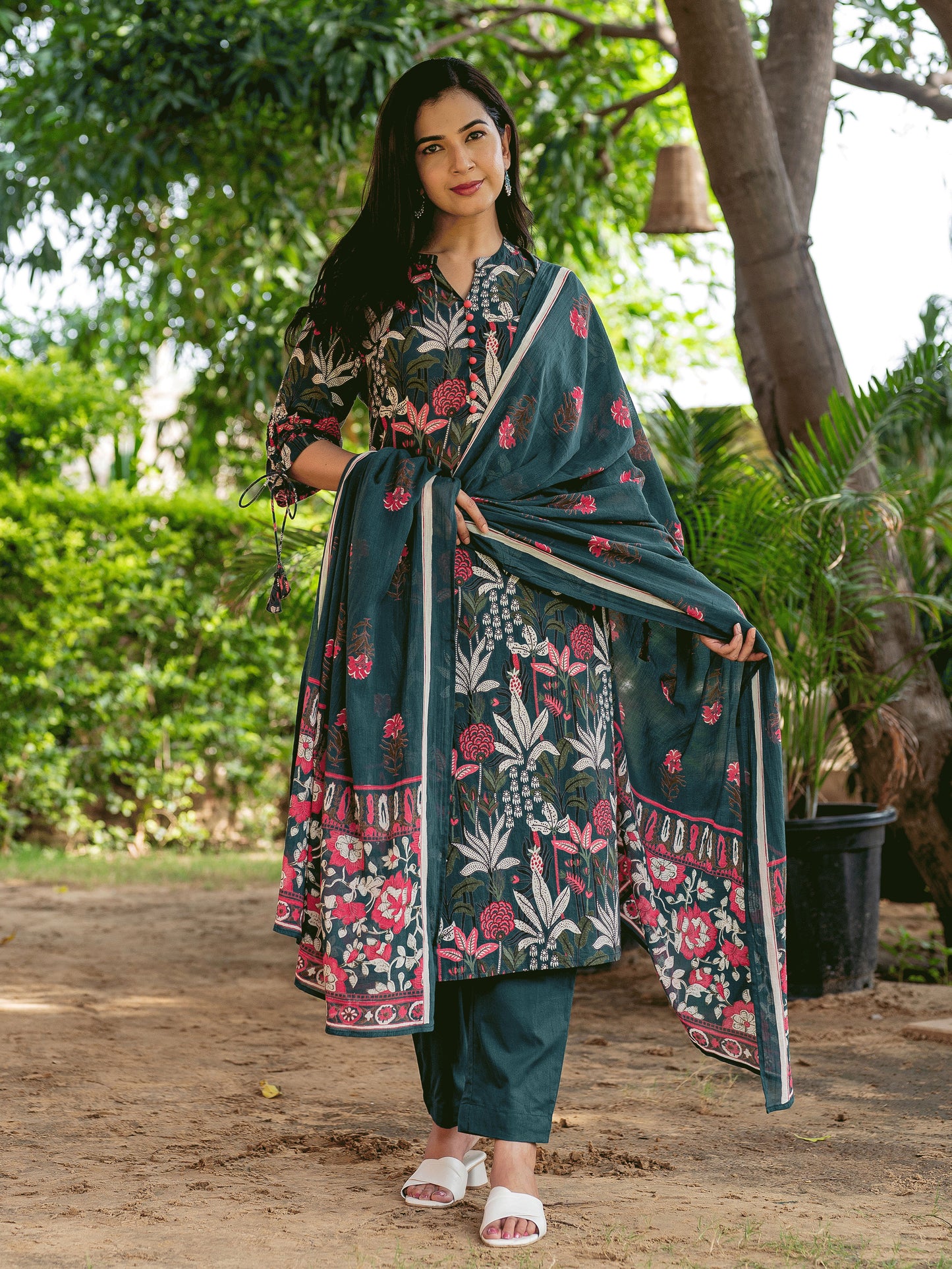 Cotton Voile Butta Green Dupatta