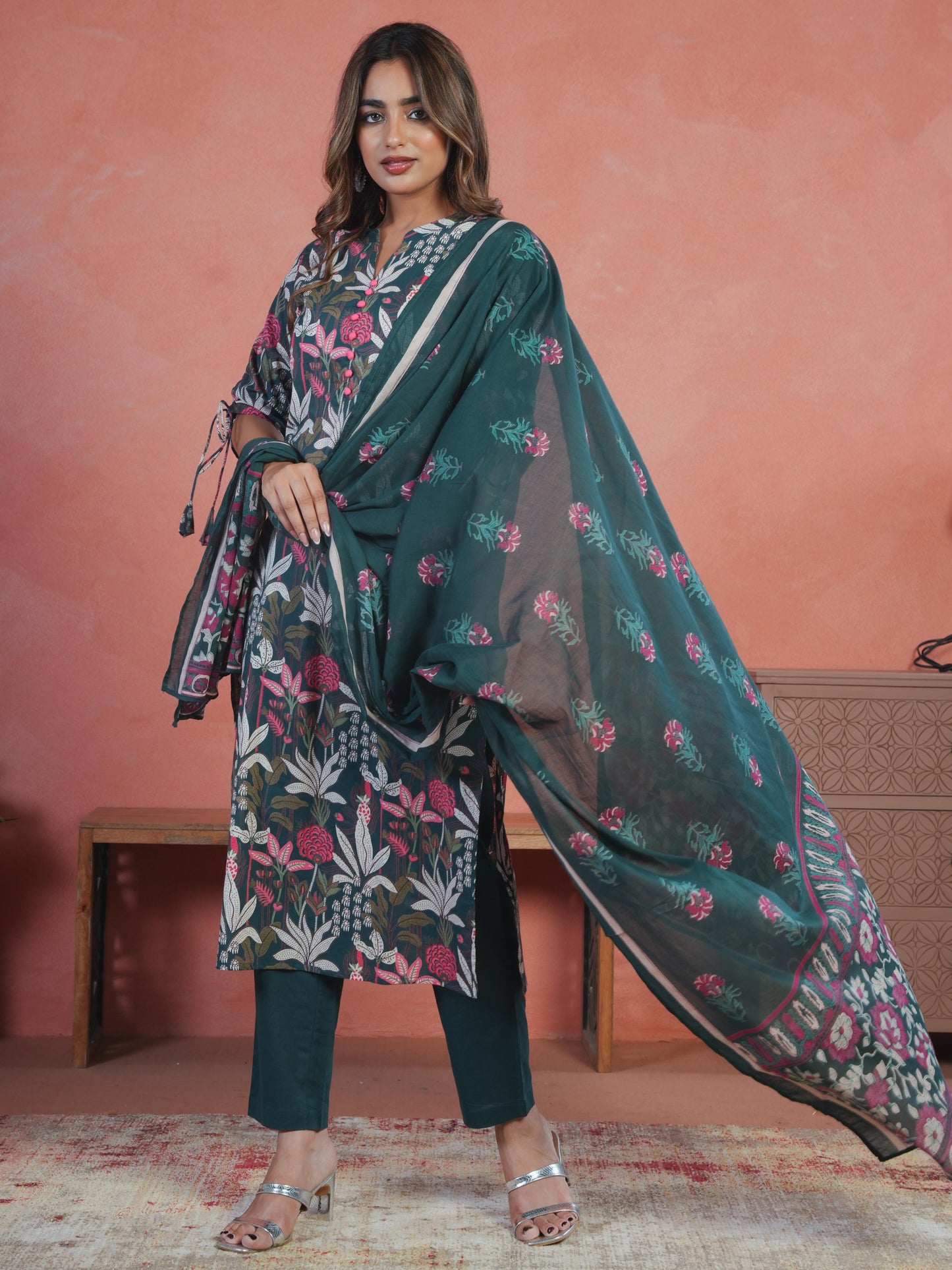 Cotton Voile Butta Green Dupatta