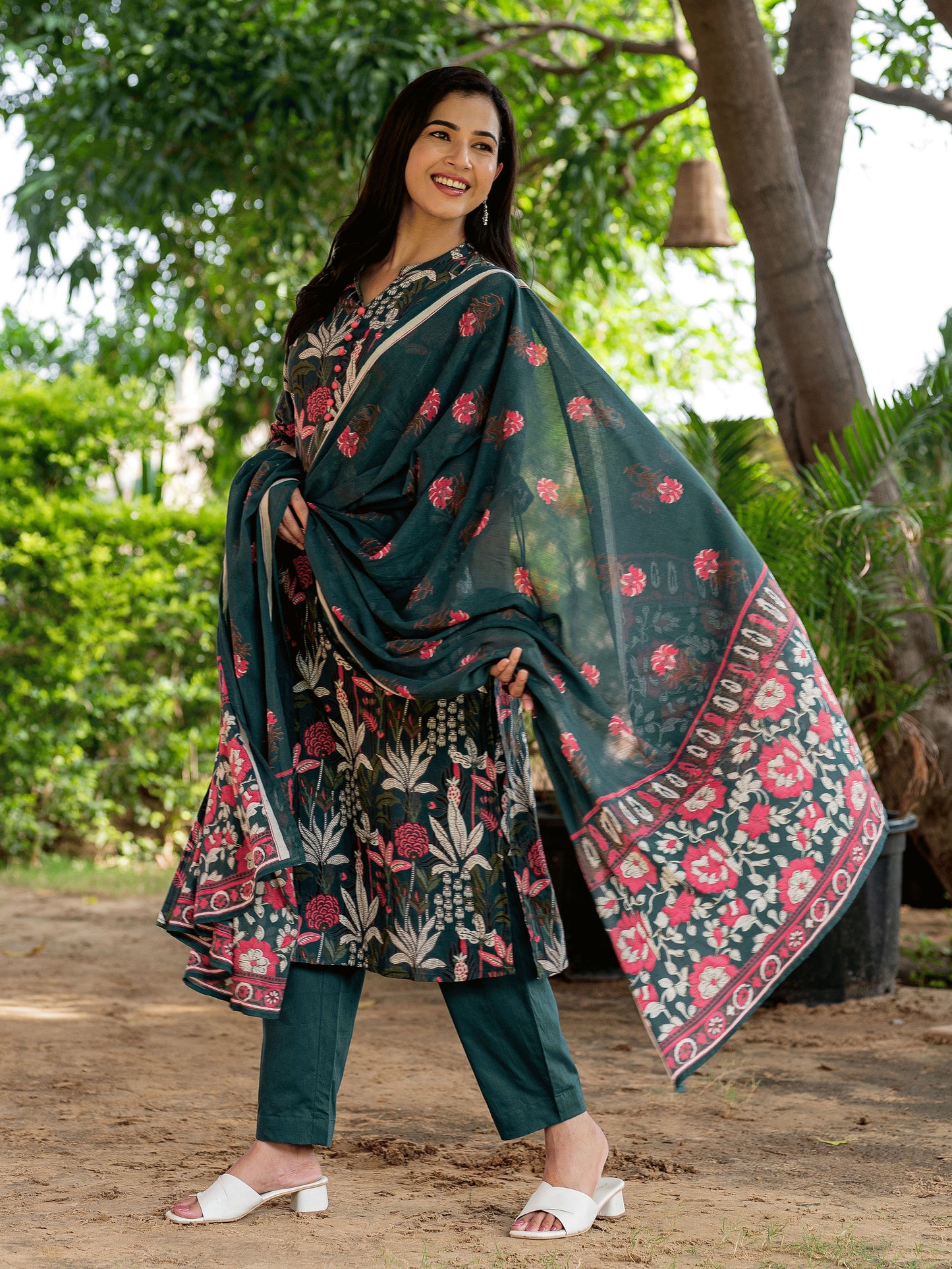 Cotton Voile Butta Green Dupatta