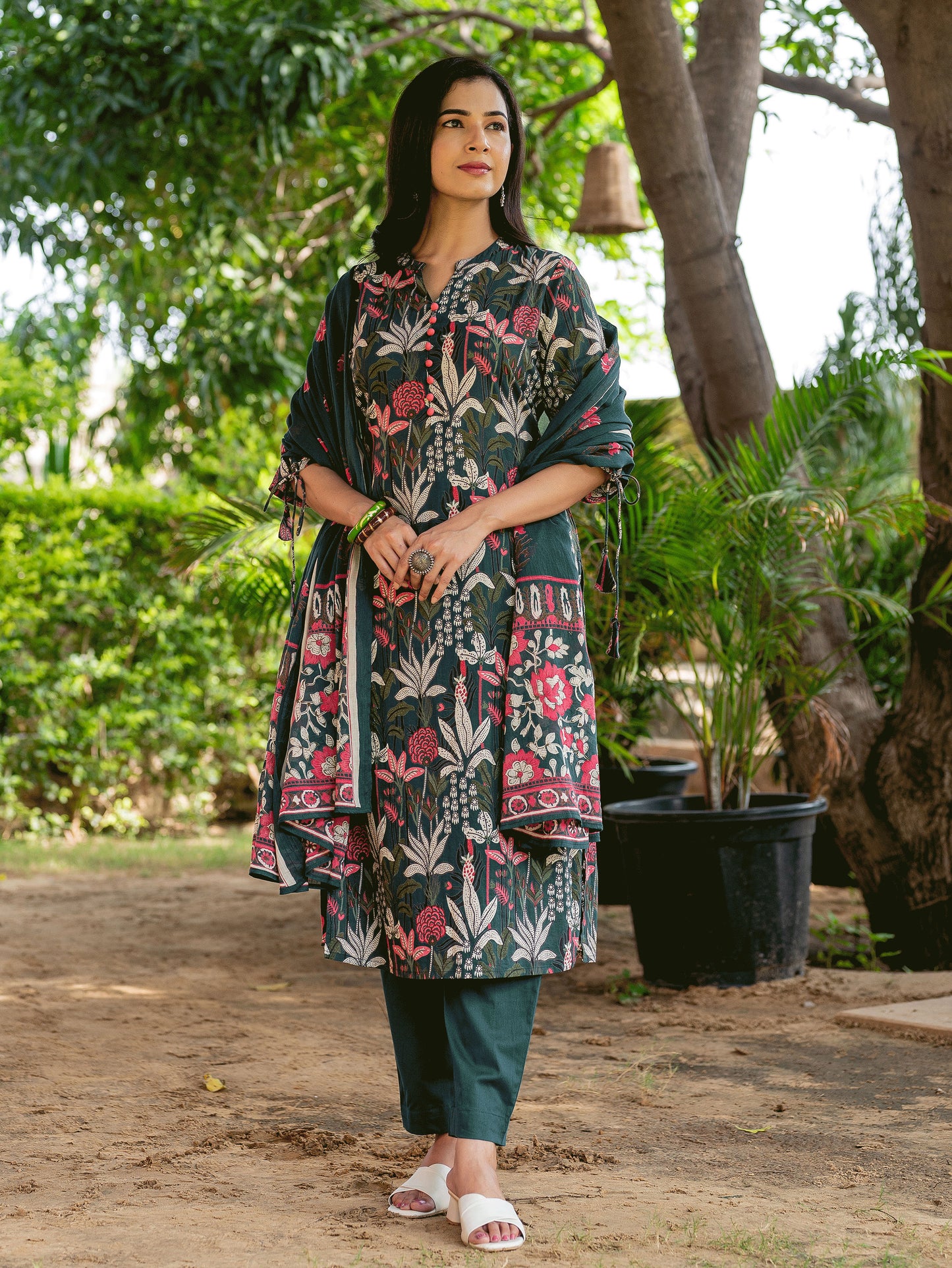 Cotton Voile Butta Green Dupatta
