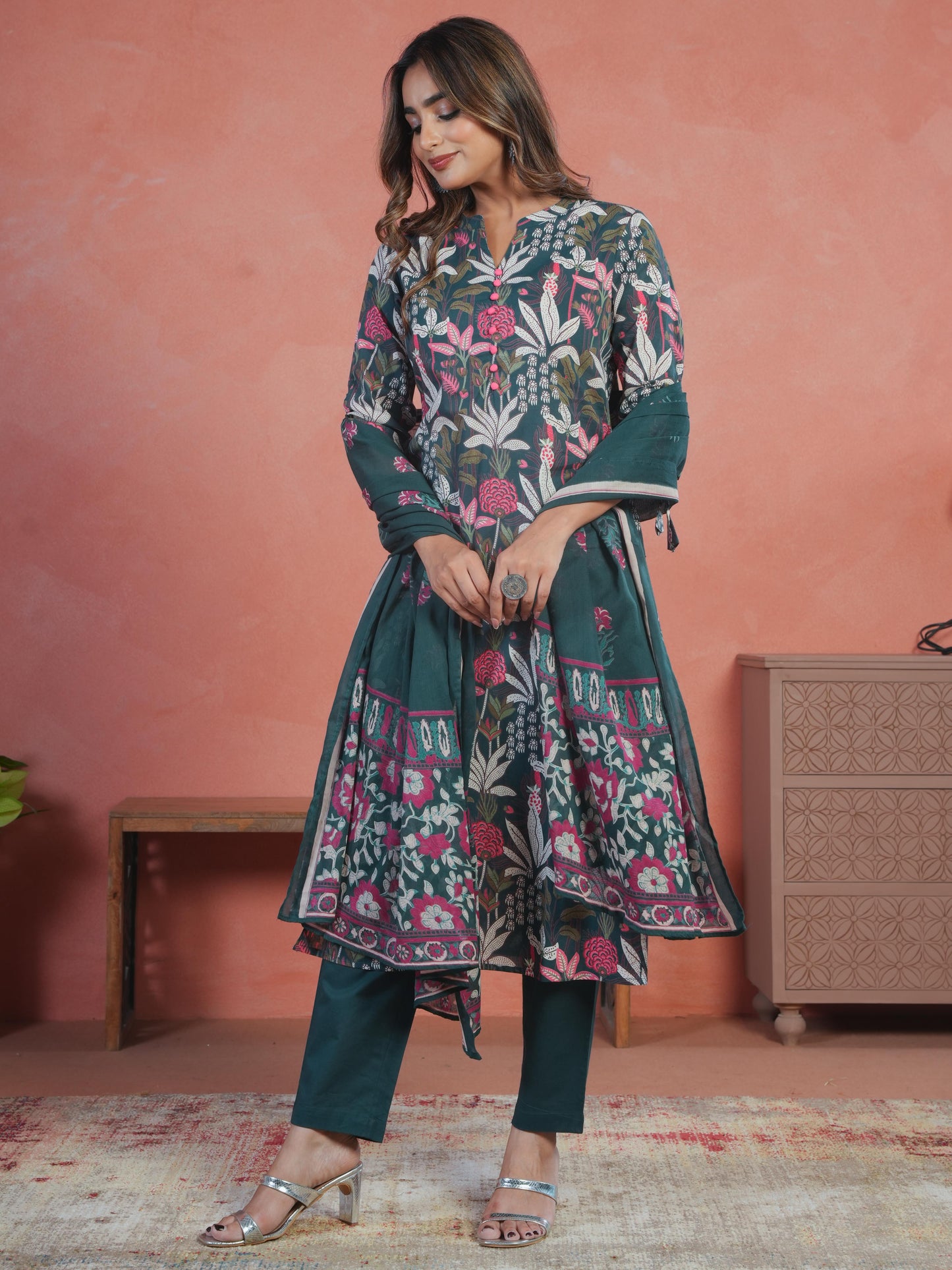 Cotton Voile Butta Green Dupatta