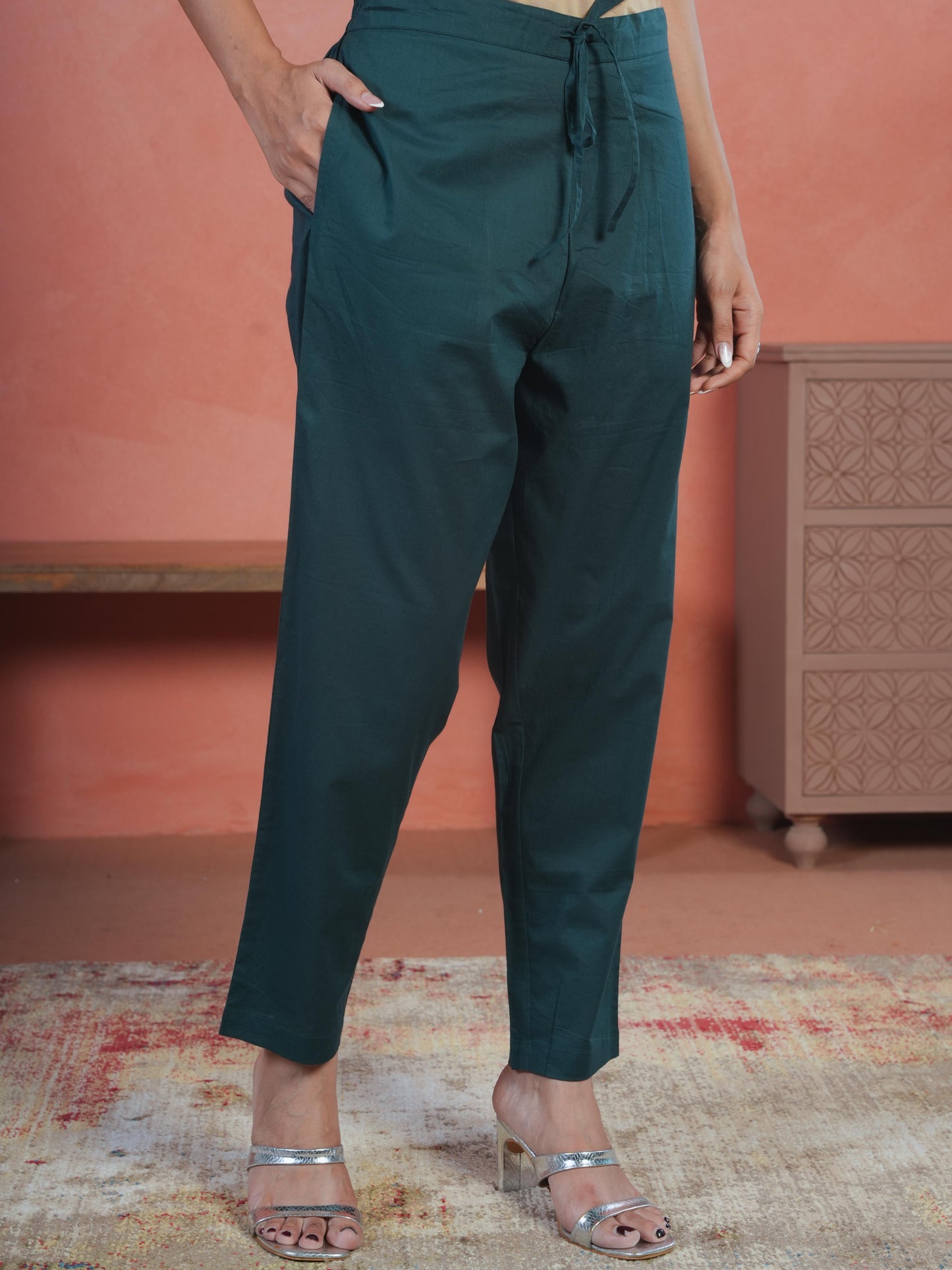 Soft Cotton Foliage Straight Green Kurta