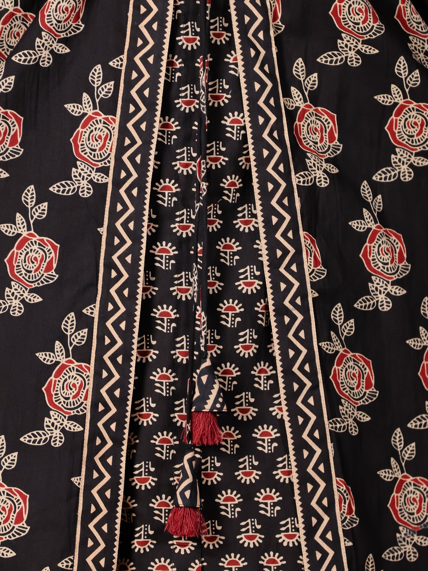 Soft Cotton Ajrakh Flared Black Kurta