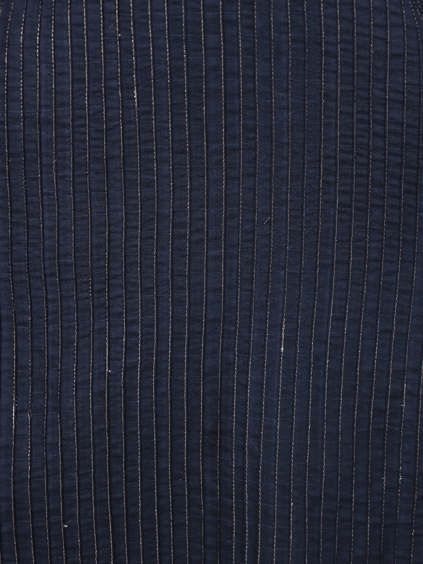 Embroidered Cotton Dobby Solid Straight Navy Blue Kurta