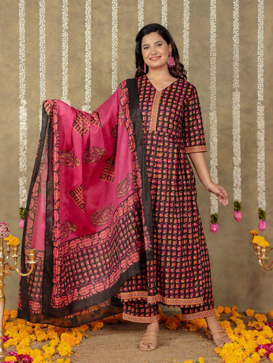 Voile Cotton Geometric Pink Dupatta