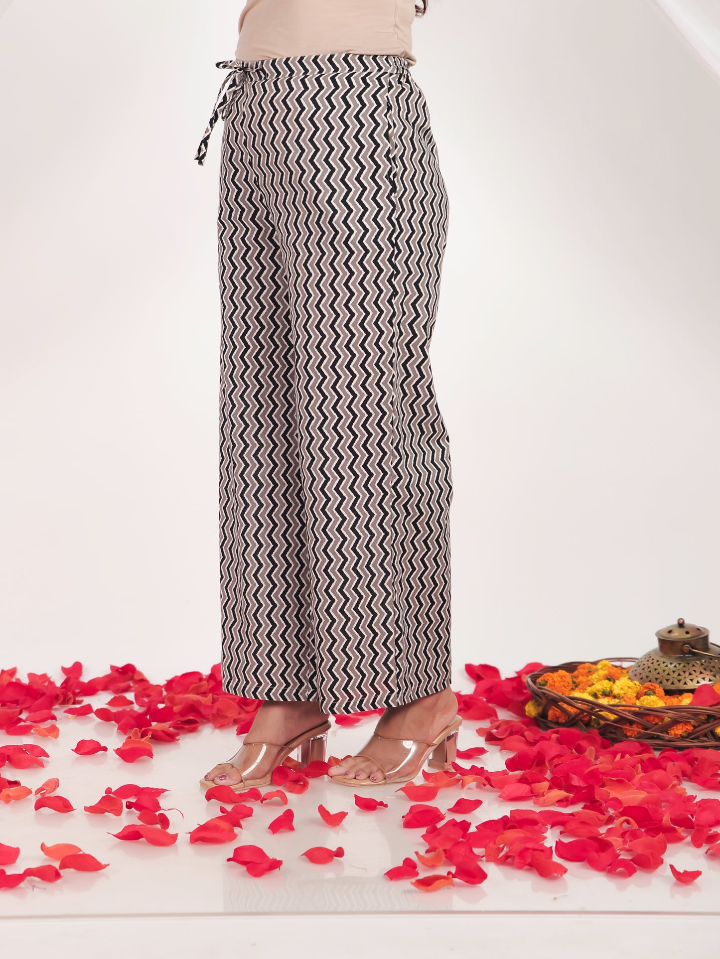 Soft Cotton Ikat Black Palazzo