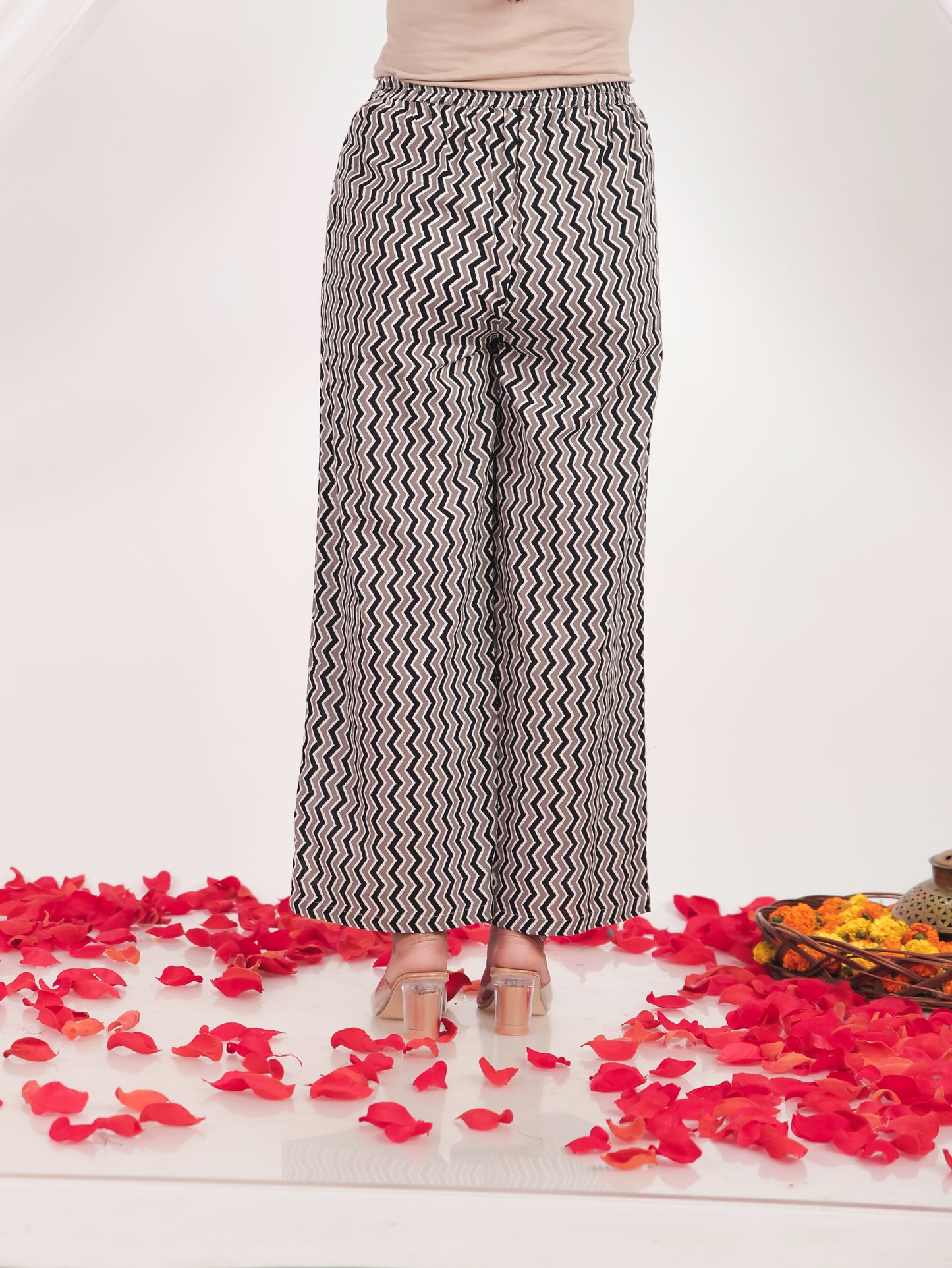 Soft Cotton Ikat Black Palazzo