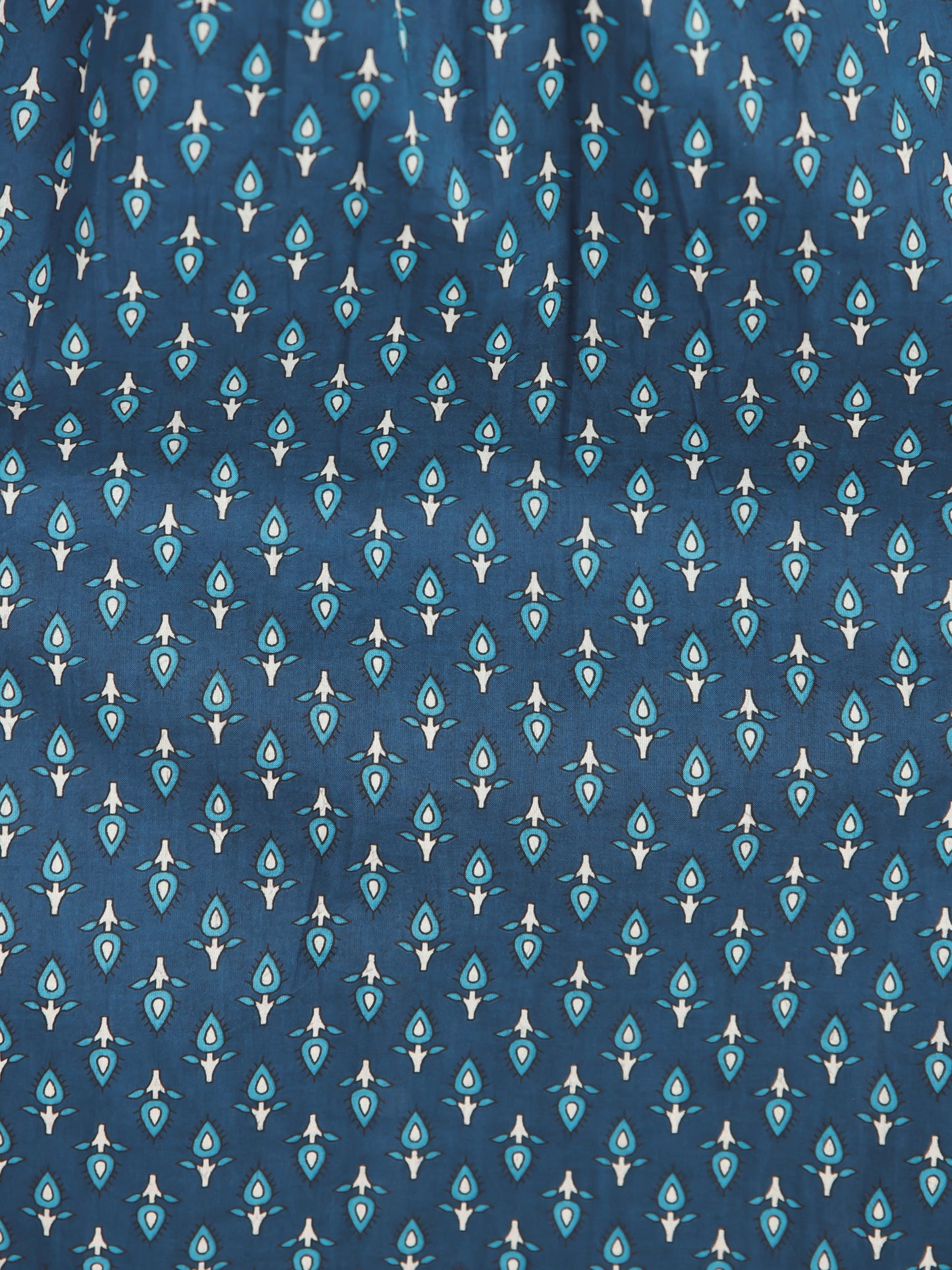 Embroidered Soft Cotton Butti A-line Blue Kurta