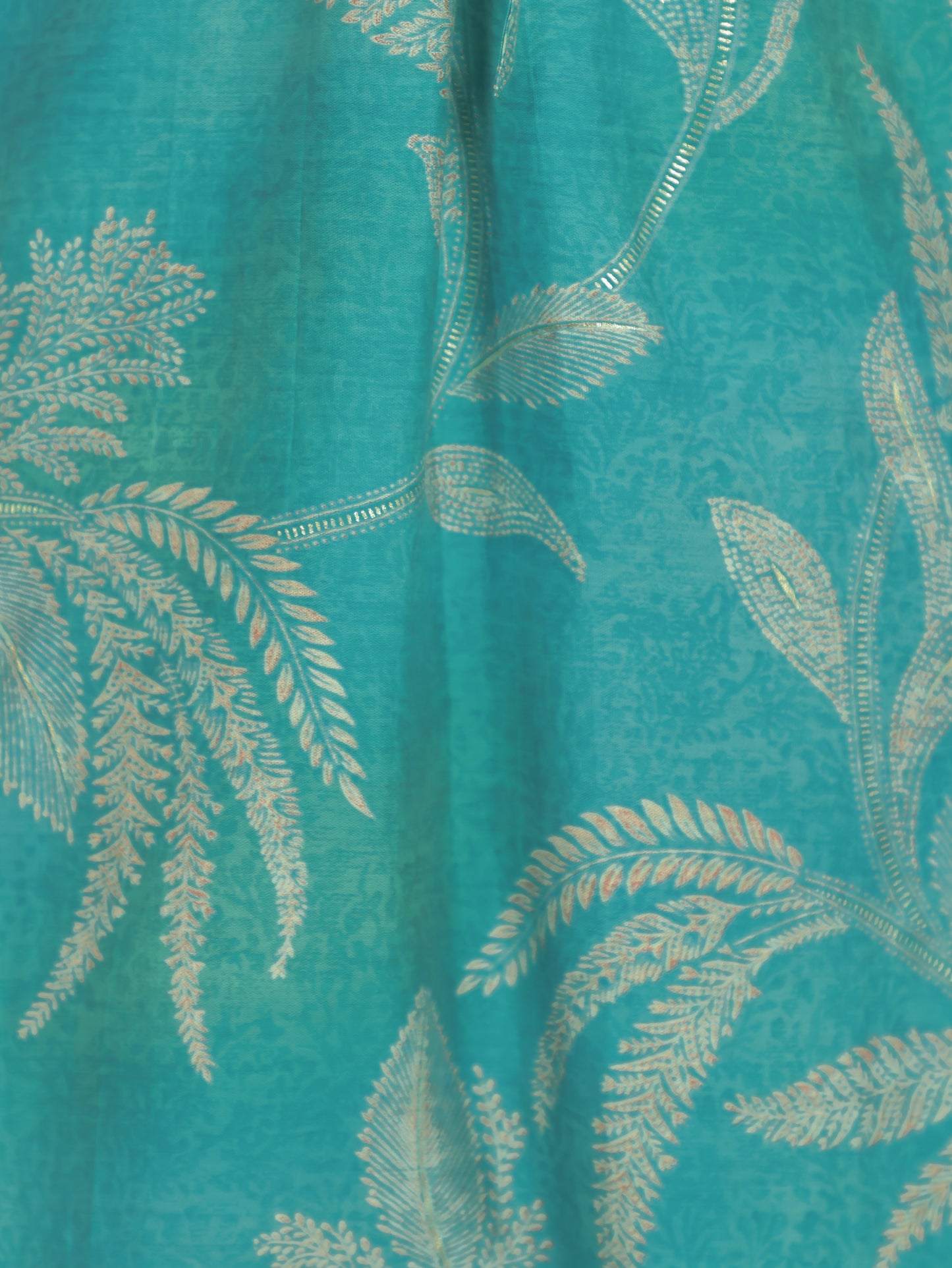 Embroidered Muslin Floral Kaftan Blue Kurta