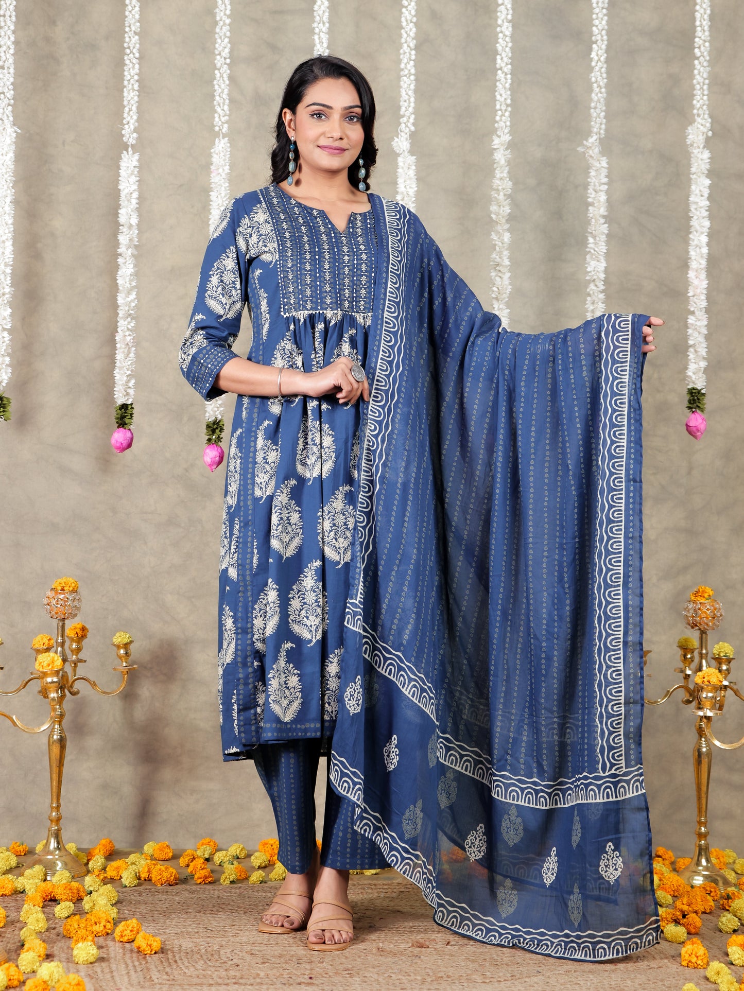 Cotton Voile Tie-dye Blue Dupatta