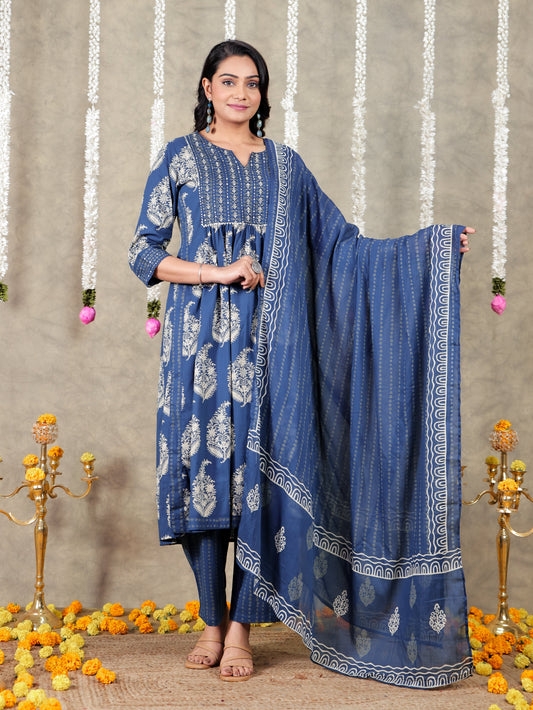 Cotton Voile Tie-dye Blue Dupatta