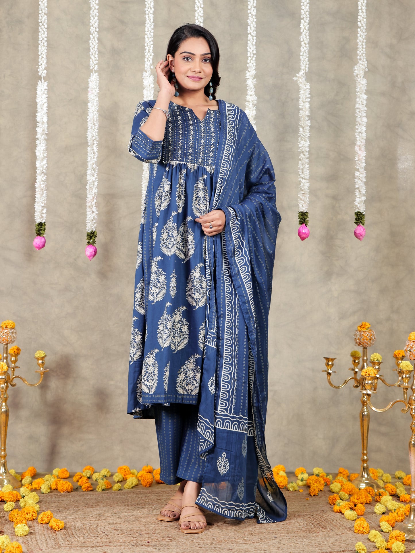 Cotton Voile Tie-dye Blue Dupatta