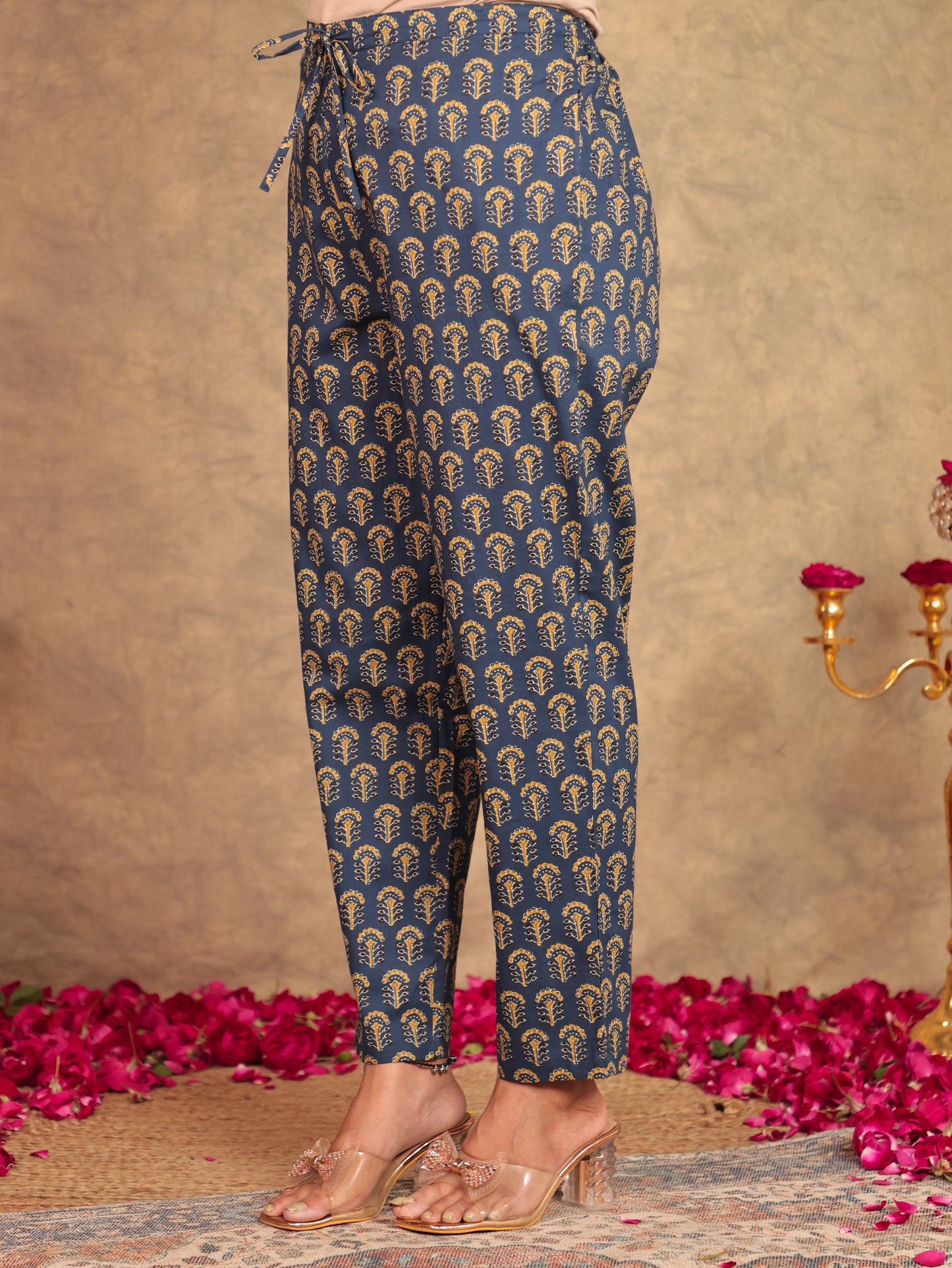 Soft Cotton Ajrakh A-line Blue Kurta