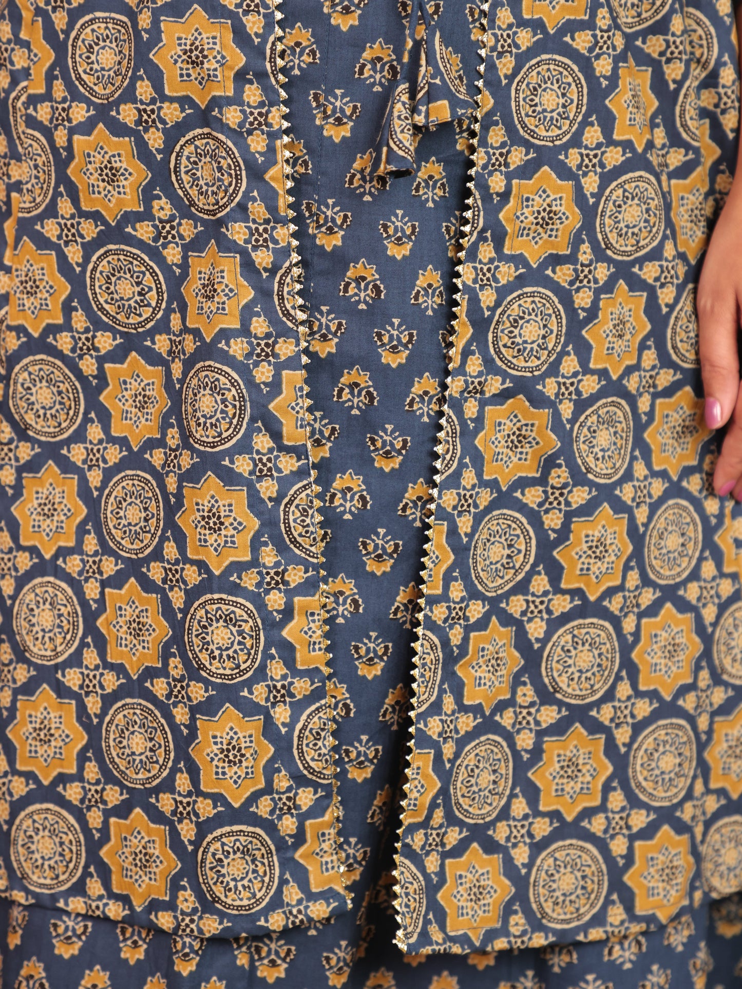 Soft Cotton Ajrakh A-line Blue Kurta