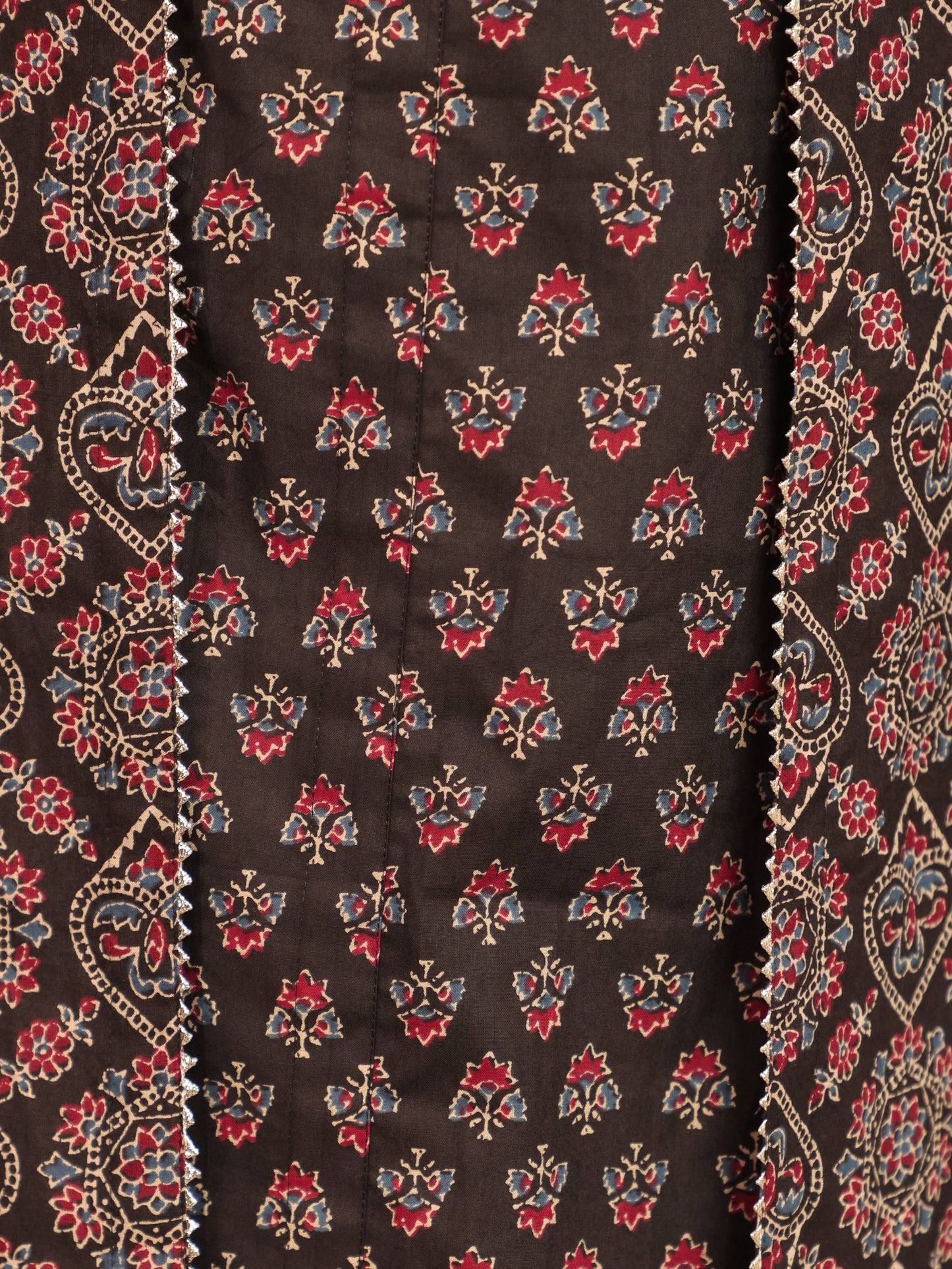 Embroidered Soft Cotton Ajrakh Flared Black Kurta