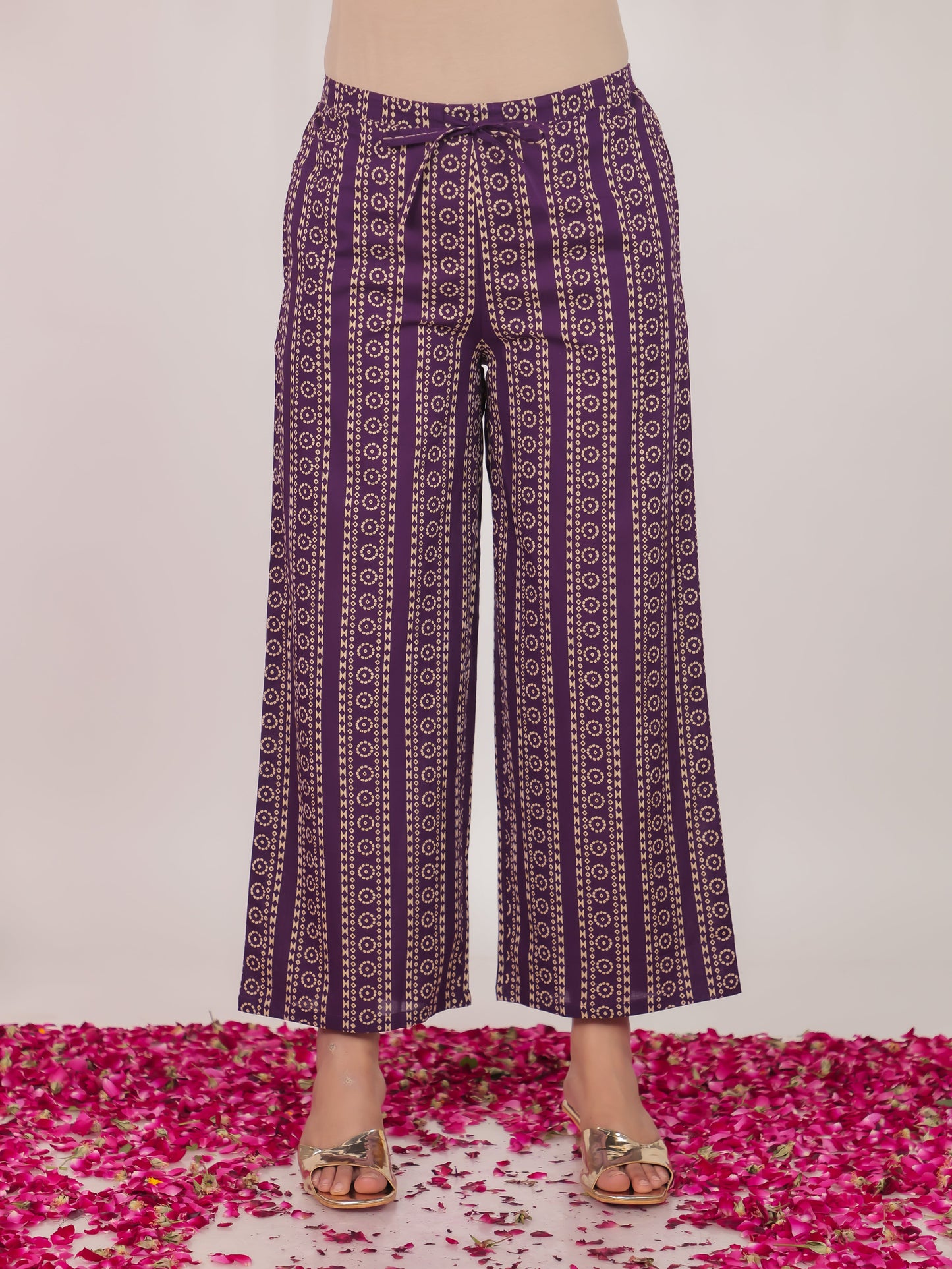 Soft Cotton Bandhani Purple Palazzo