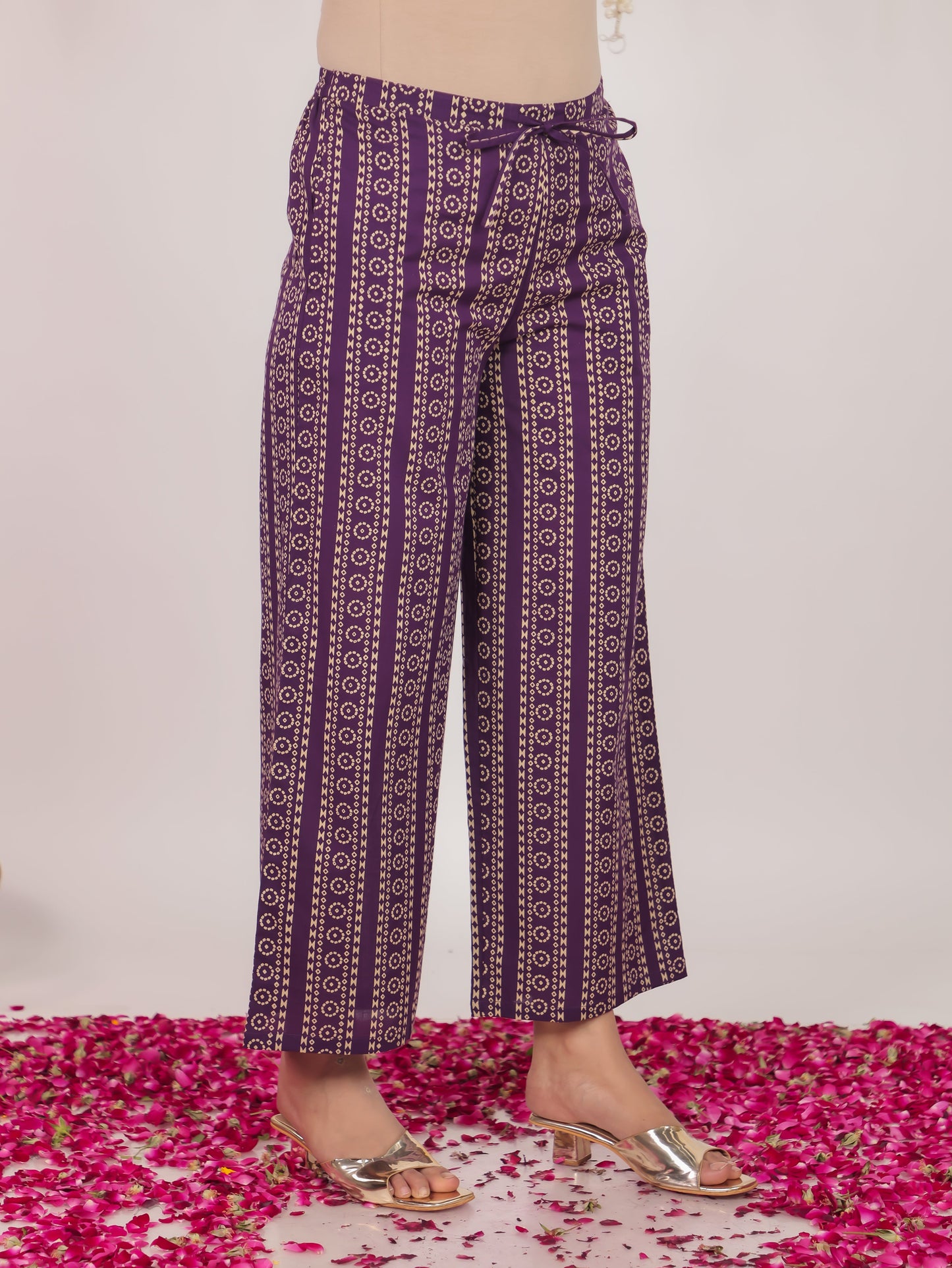 Soft Cotton Bandhani Anarkali Purple Kurta